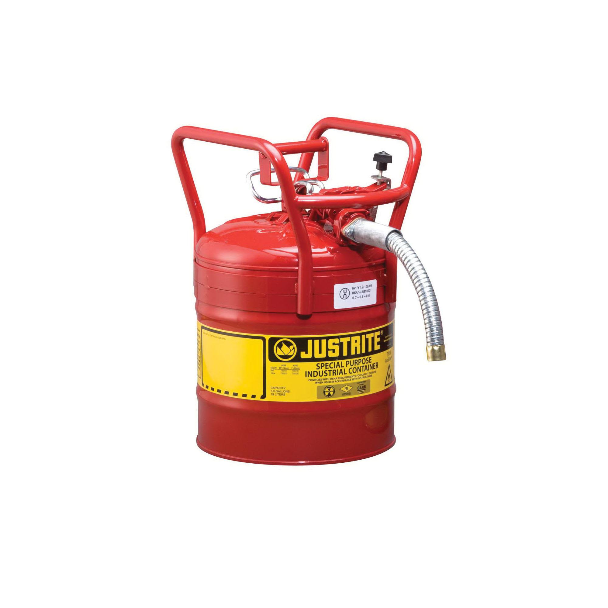 product Justrite® PP12755 Quick-Disconnect Disposal Safety Can With Polypropylene Fittings, 5 gal Capacity, 12 in Dia, 20 in H, Polyethylene/Polypropylene Disconnect, White, FM Approved, OSHA/EPA Approved, NFPA 30