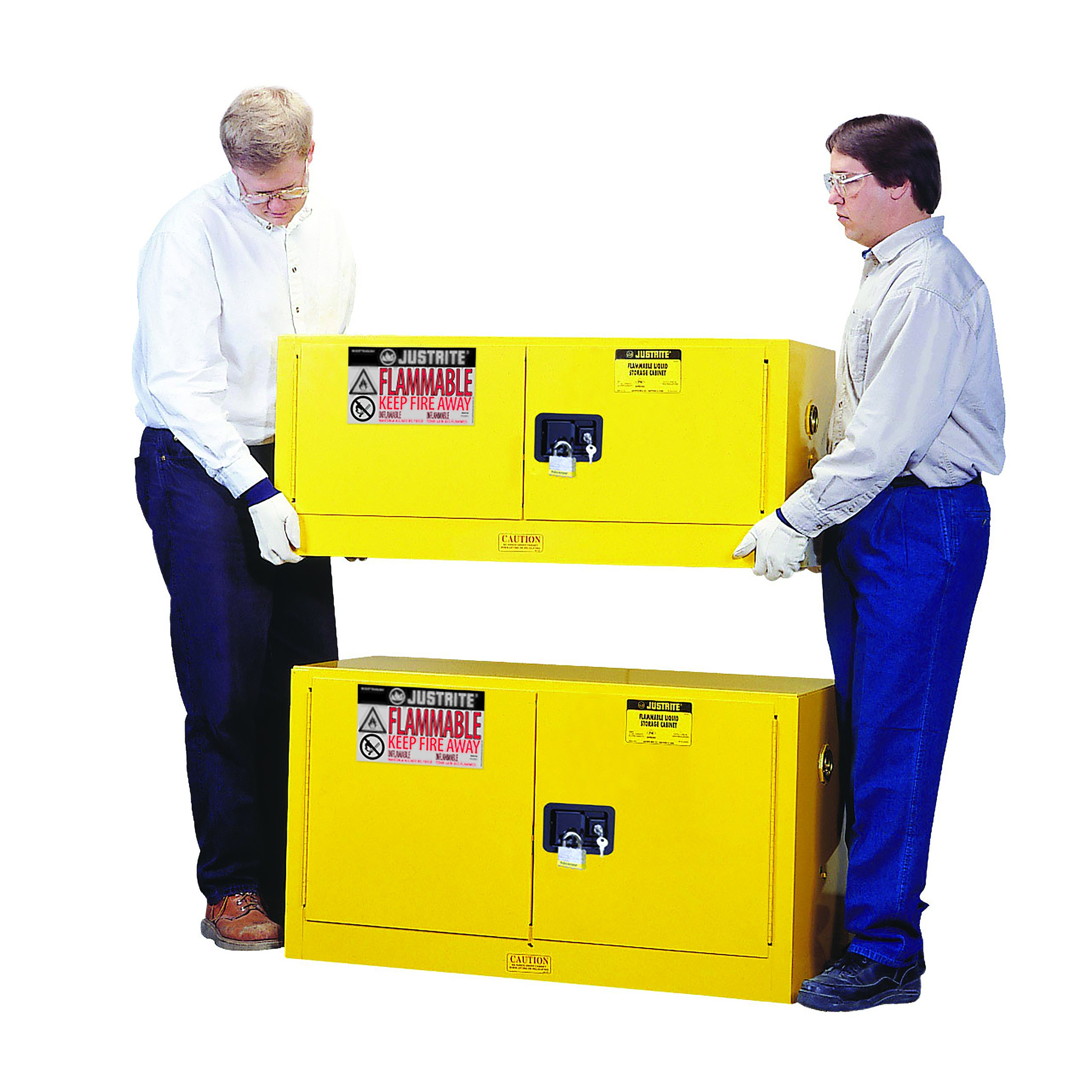 Strong Hold&reg; 120FSHD-SC-FLP-3 Heavy Duty Flammable Safety Cabinet With Forklift Pockets and Legs, 120 gal Capacity, 70 in H x 59 in W x 34 in D, Self-Close Door, 3 Shelves, Steel