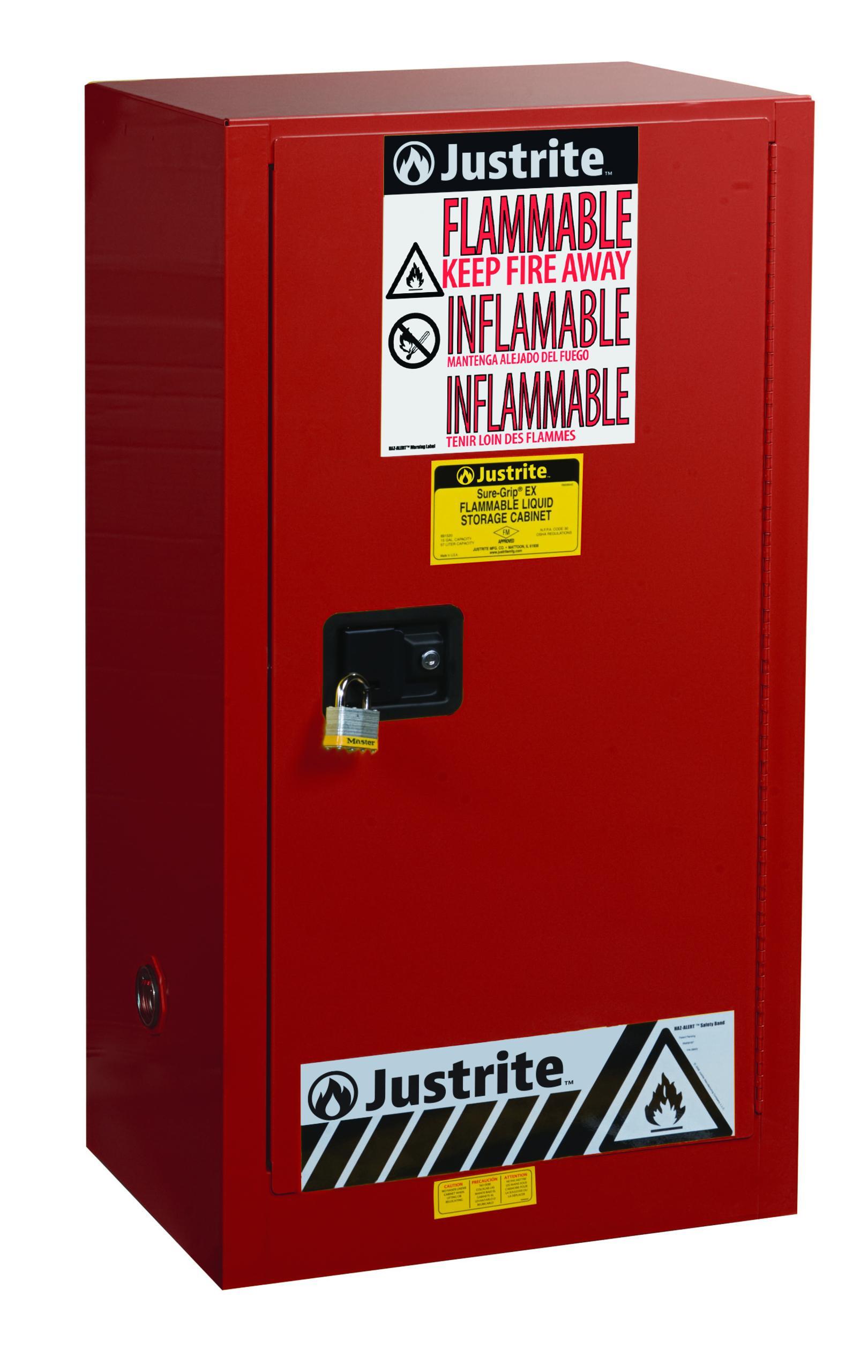 product Justrite® 864528 Sure-Grip® EX Classic Corrosive Safety Cabinet, 45 gal Capacity, U-Loc™ Handle, 65 in H x 43 in W x 18 in D, Self-Close Door, 2 Doors, 2 Shelves, 18 ga Cold Rolled Steel, Royal Blue