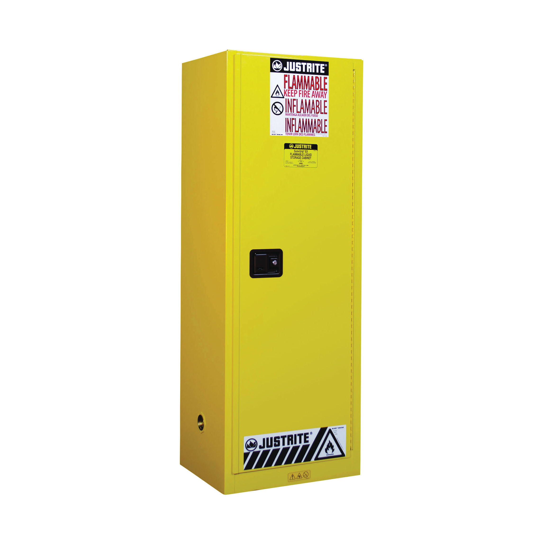product Justrite® 891500 Sure-Grip® EX Compac Flammable Safety Cabinet, 15 gal Capacity, U-Loc™ Handle, 44 in H x 23-1/4 in W x 18 in D, Manual Close Door, 1 Doors, 1 Shelves, Cold Rolled Steel, Yellow