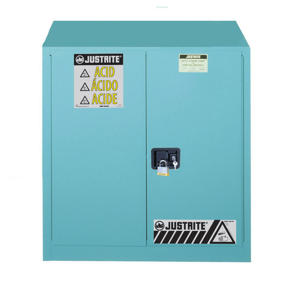 product Eagle Manufacturing CRA-2310 Metal Acid Corrosive Safety Cabinet, 24 gal Capacity, 65 in H x 23 in W x 18 in D, Self-Close Door, 1 Door, 3 Shelves, 18 ga Steel, Blue