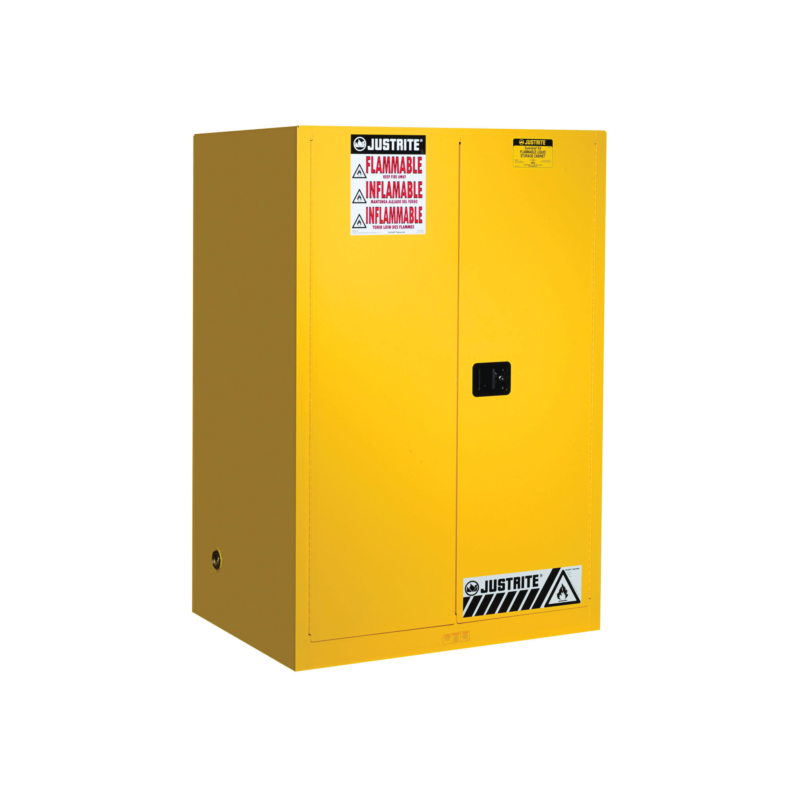 Eagle Manufacturing 1924X Space Saver Flammable Safety Cabinet, 12 gal Capacity, Recessed Paddle Handle, 35 in H x 23 in W x 18 in D, Self-Close Door, 1 Doors, 1 Shelves, Steel, Yellow