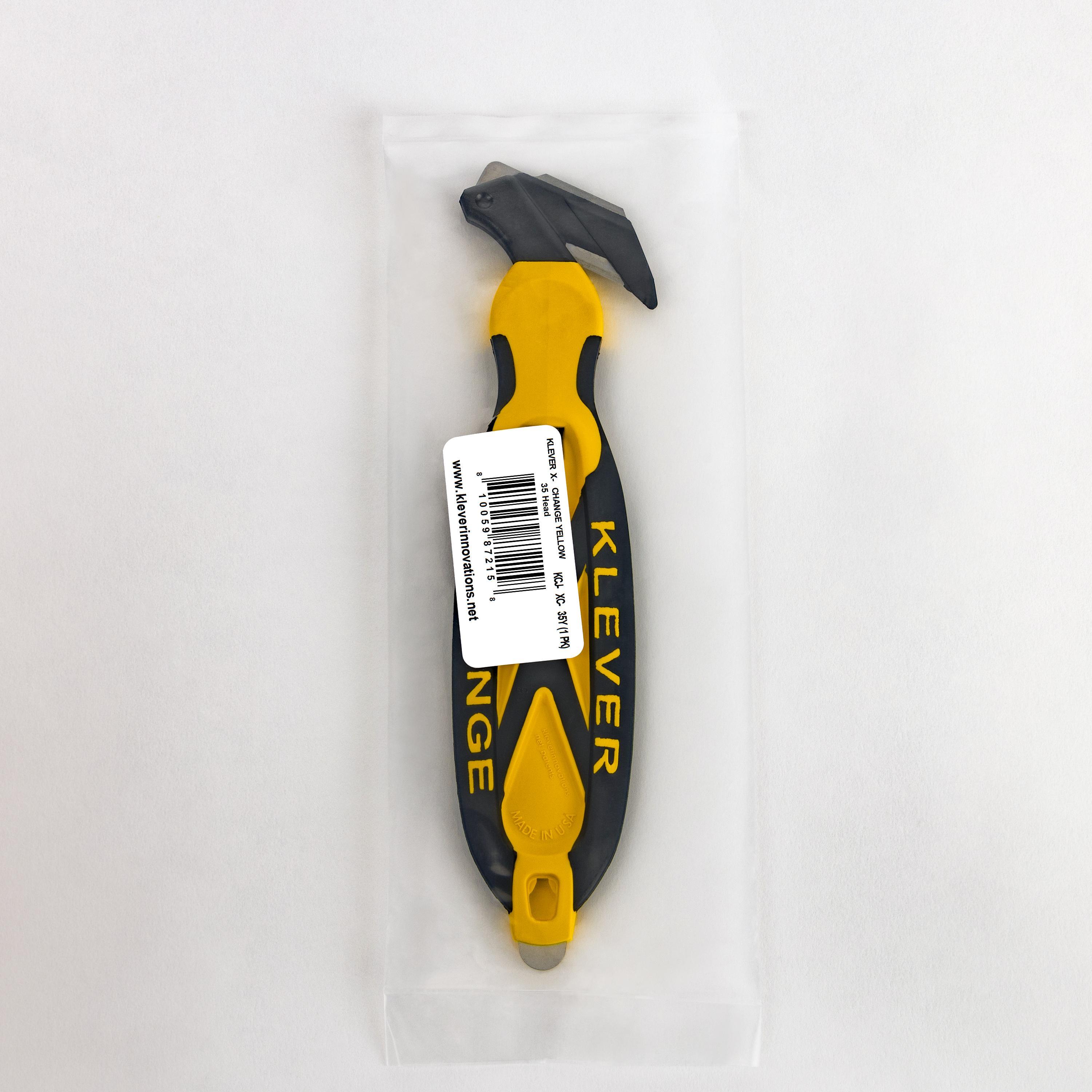 KLEVER INNOVATIONS KCJ-XC-35Y Replacement Safety Cutter, 1.75 in W Single Blade, Locking Tab, Carbon Steel Blade, 1 Blades Included, 7 in OAL