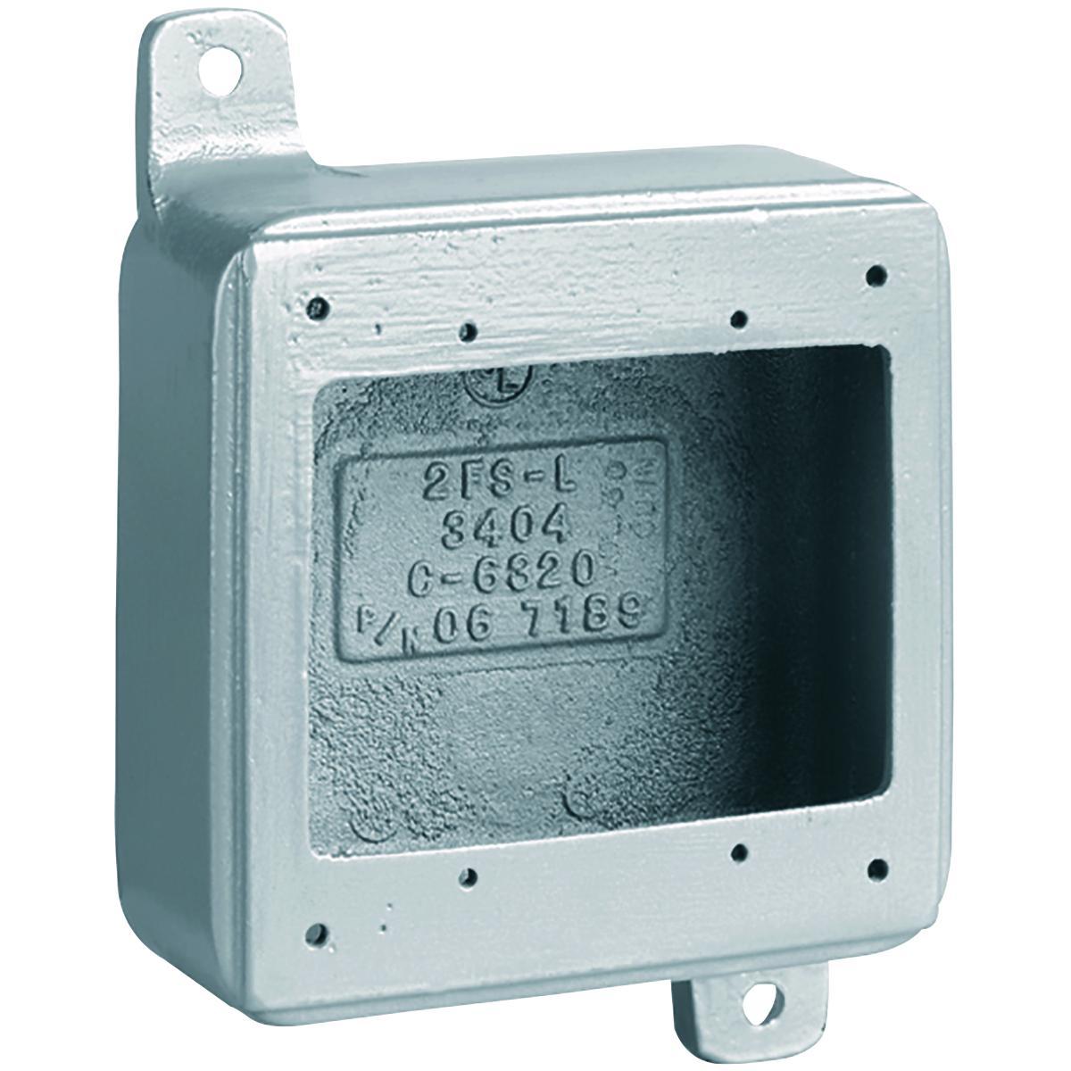 Killark&reg; 2FS F Series Type FS Blank Shallow Cast Device Box, Copper-Free Aluminum, 30 cu-in Capacity, 2 Gangs, (2) Outlets, 6-15/16 in H x 4-15/16 in W x 2 in D