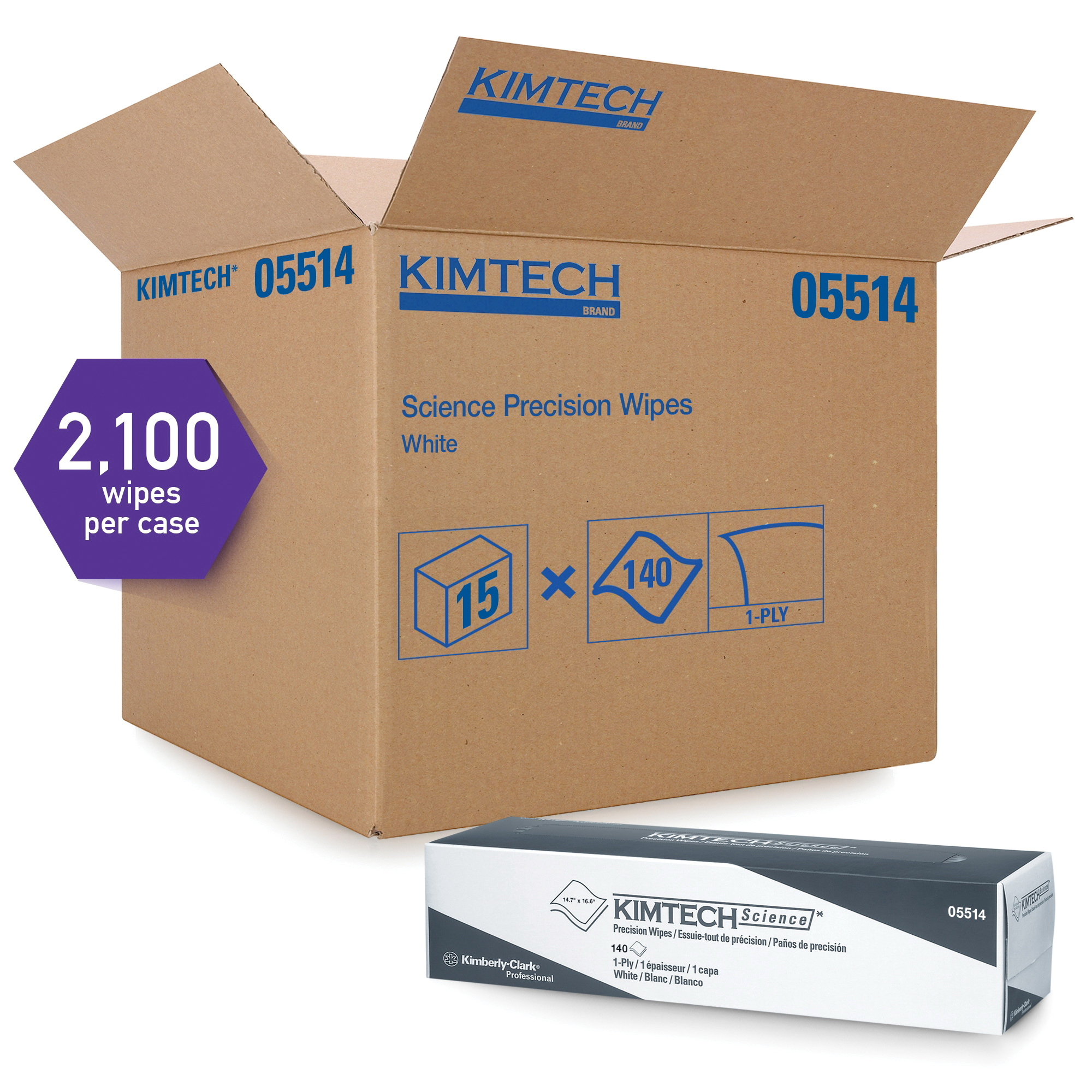 Kimtech* Kimwipes* 34133 Delicate Task Wiper, 11.8 in W, 196 Wipes Capacity, Tissue, White
