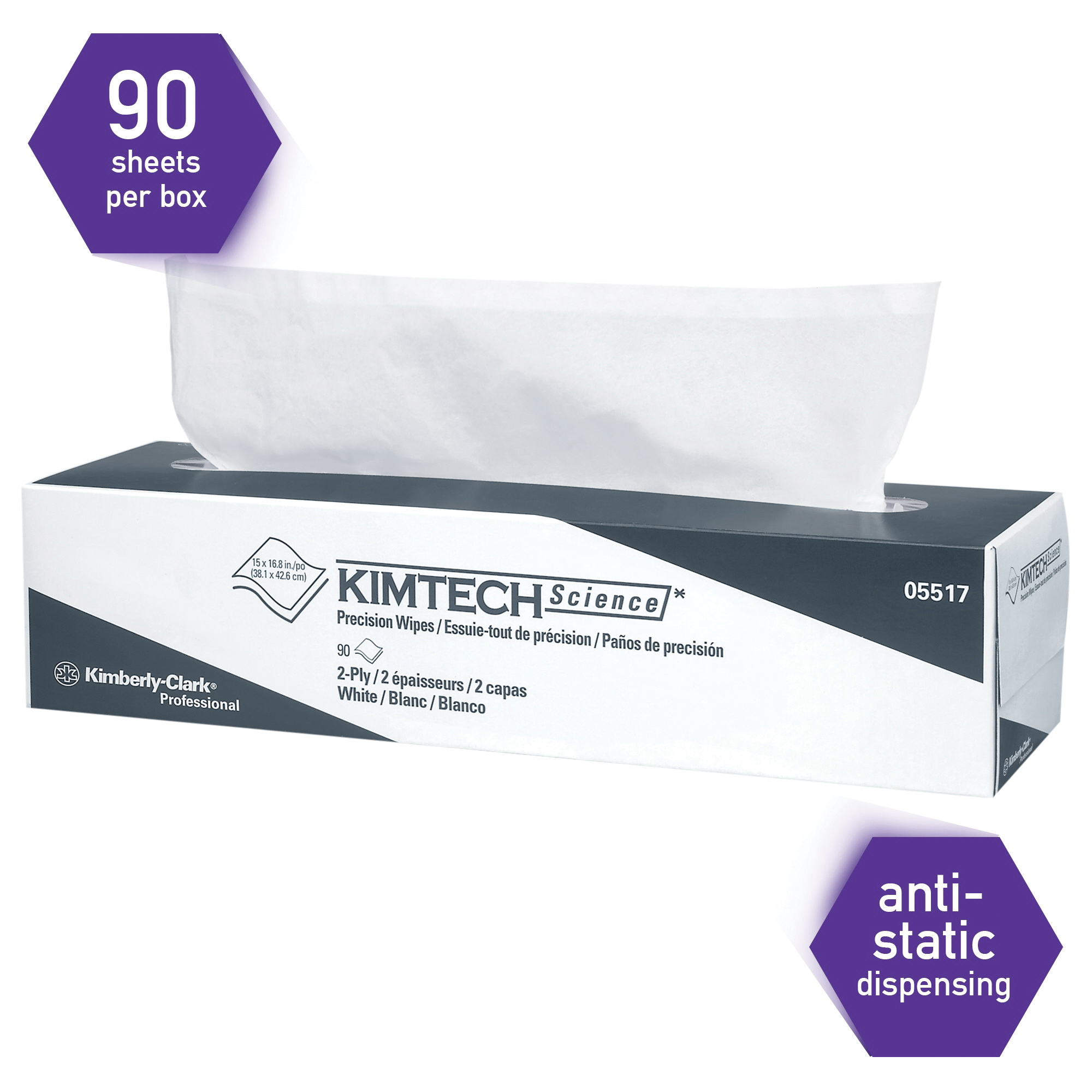 Kimtech* 05517 Disposable Wiper, Cellulose, White