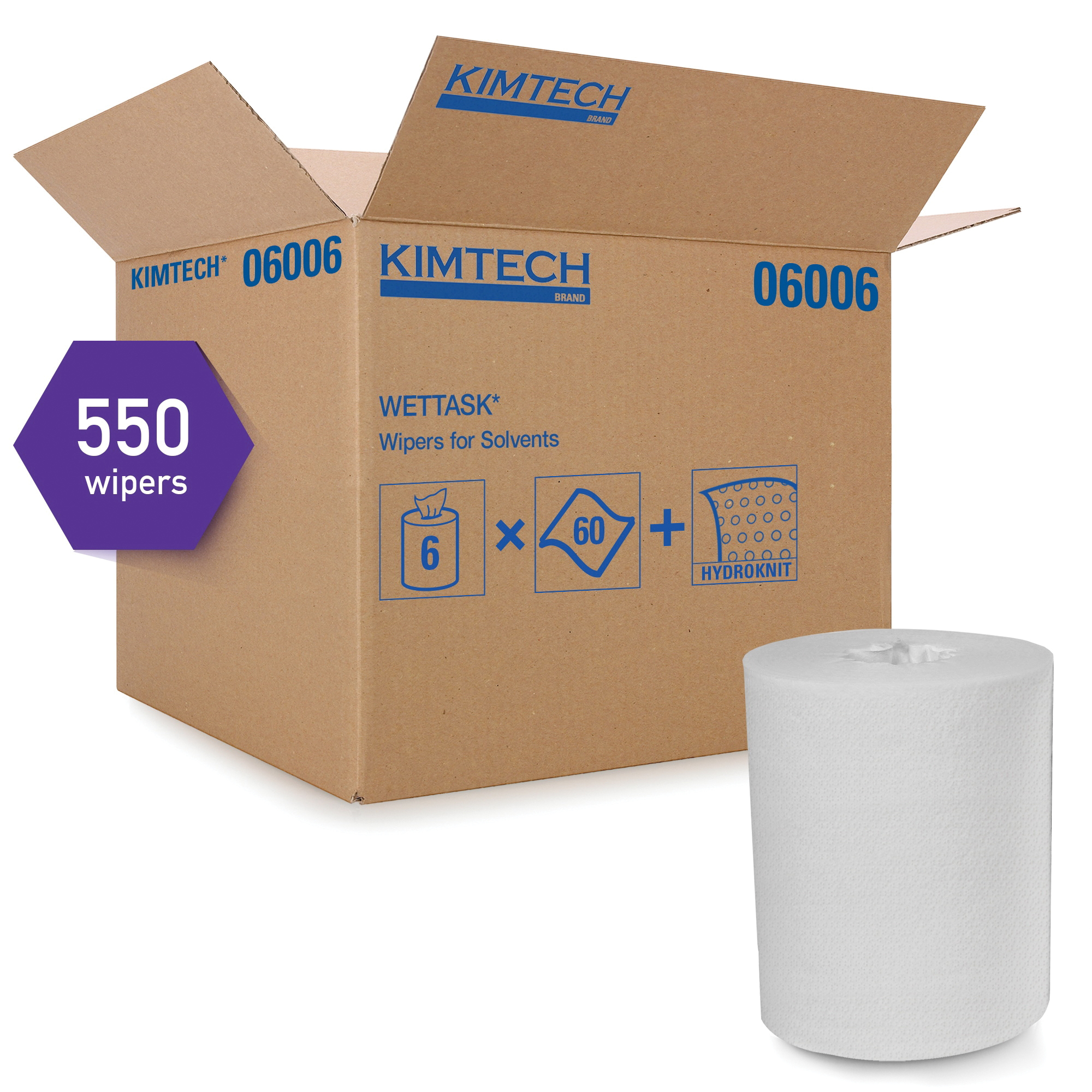 Kimtech* 06006 Cleaning Wiper, 9 in W, 275 Sheets Capacity, Hydroknit*, White