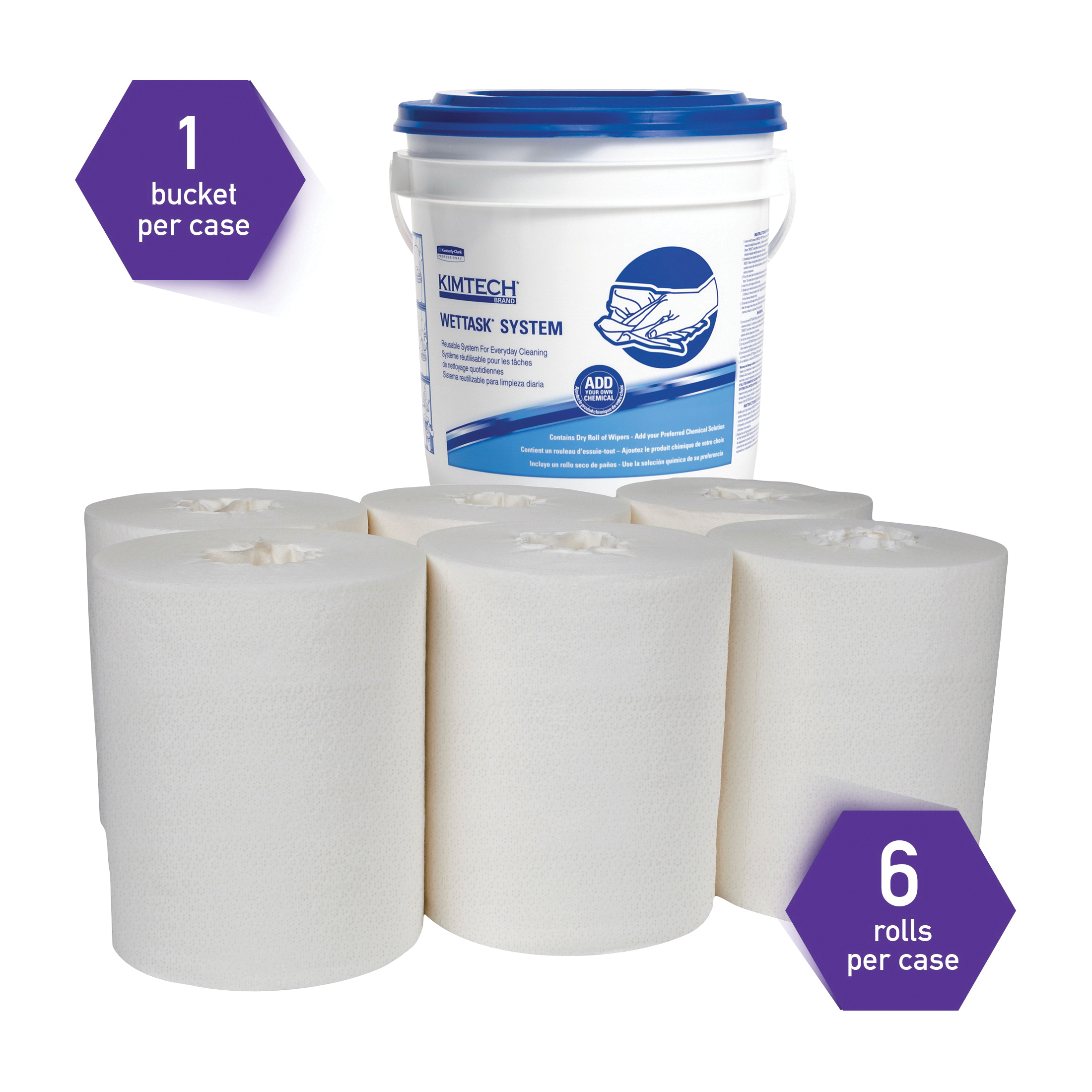 Kimtech* 06211 Cleaning Wiper, 12 x 6 in, 90 Sheets Capacity, Spunlace, White, Roll Package