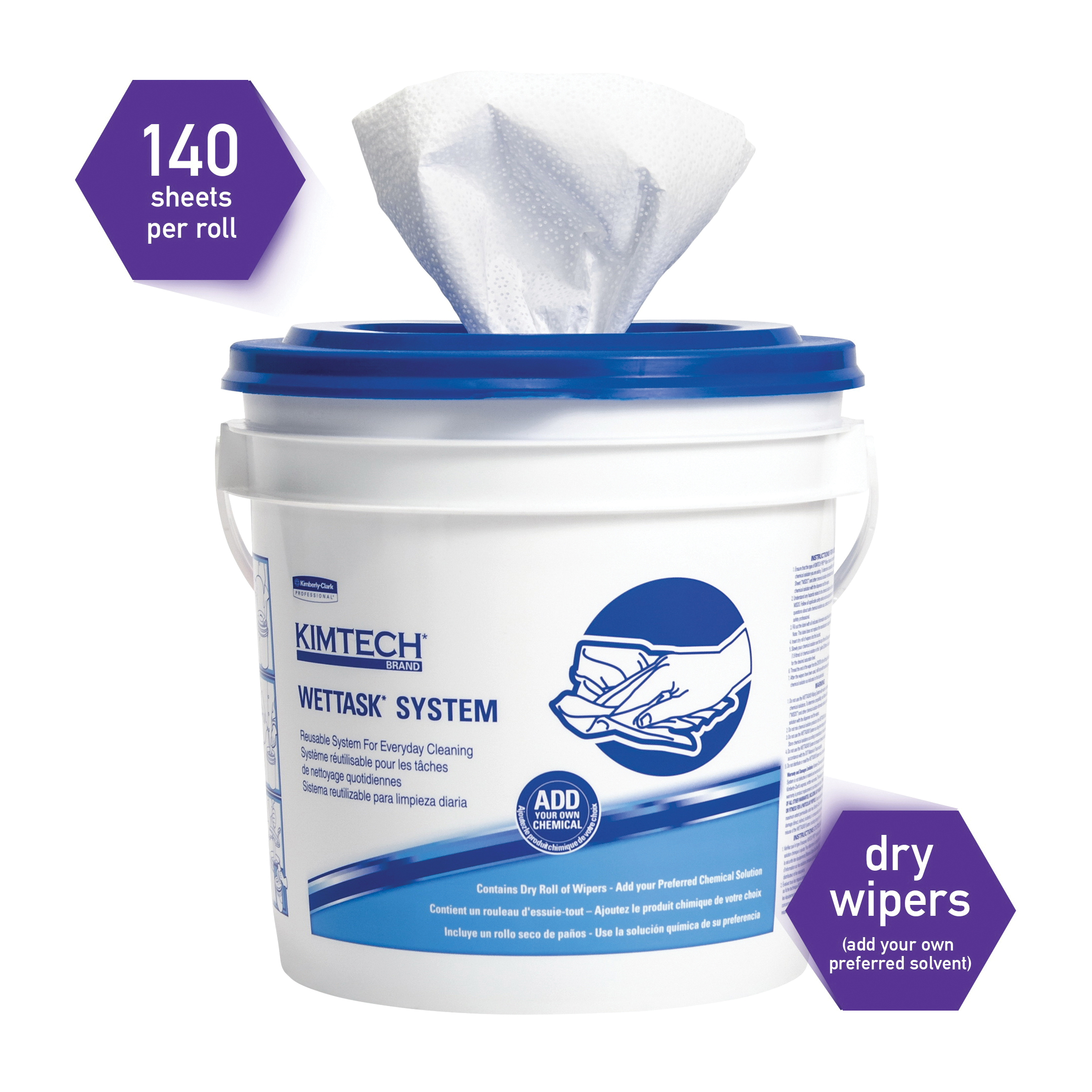Kimtech* 06211 Cleaning Wiper, 12 x 6 in, 90 Sheets Capacity, Spunlace, White, Roll Package