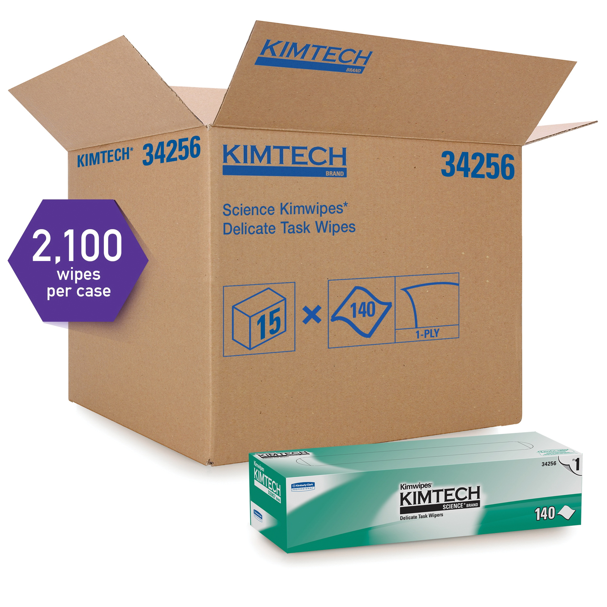 product Kimtech* Kimwipes* 34705 Delicate Task Wiper, 11.8 in W, 119 Wipes Capacity, Tissue, White