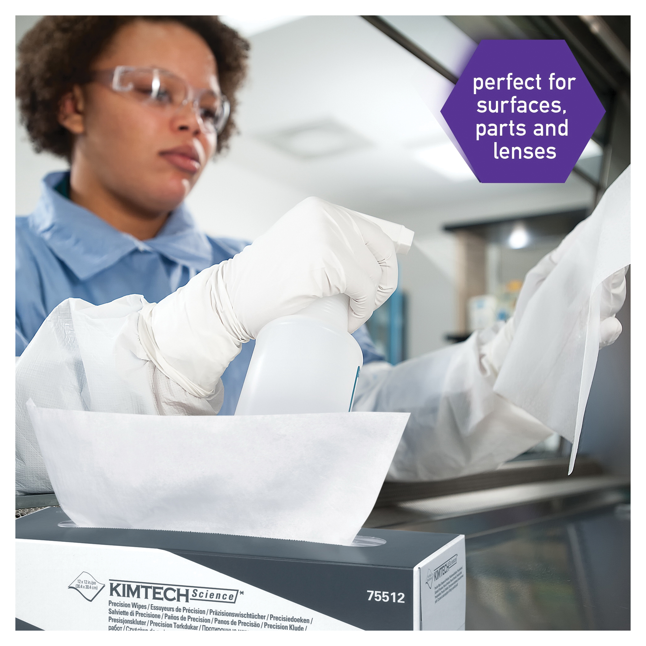 Kimtech* 75512 Industry Standard Precision Wiper, 11.8 in W, 196 Wipes Capacity, Tissue, White