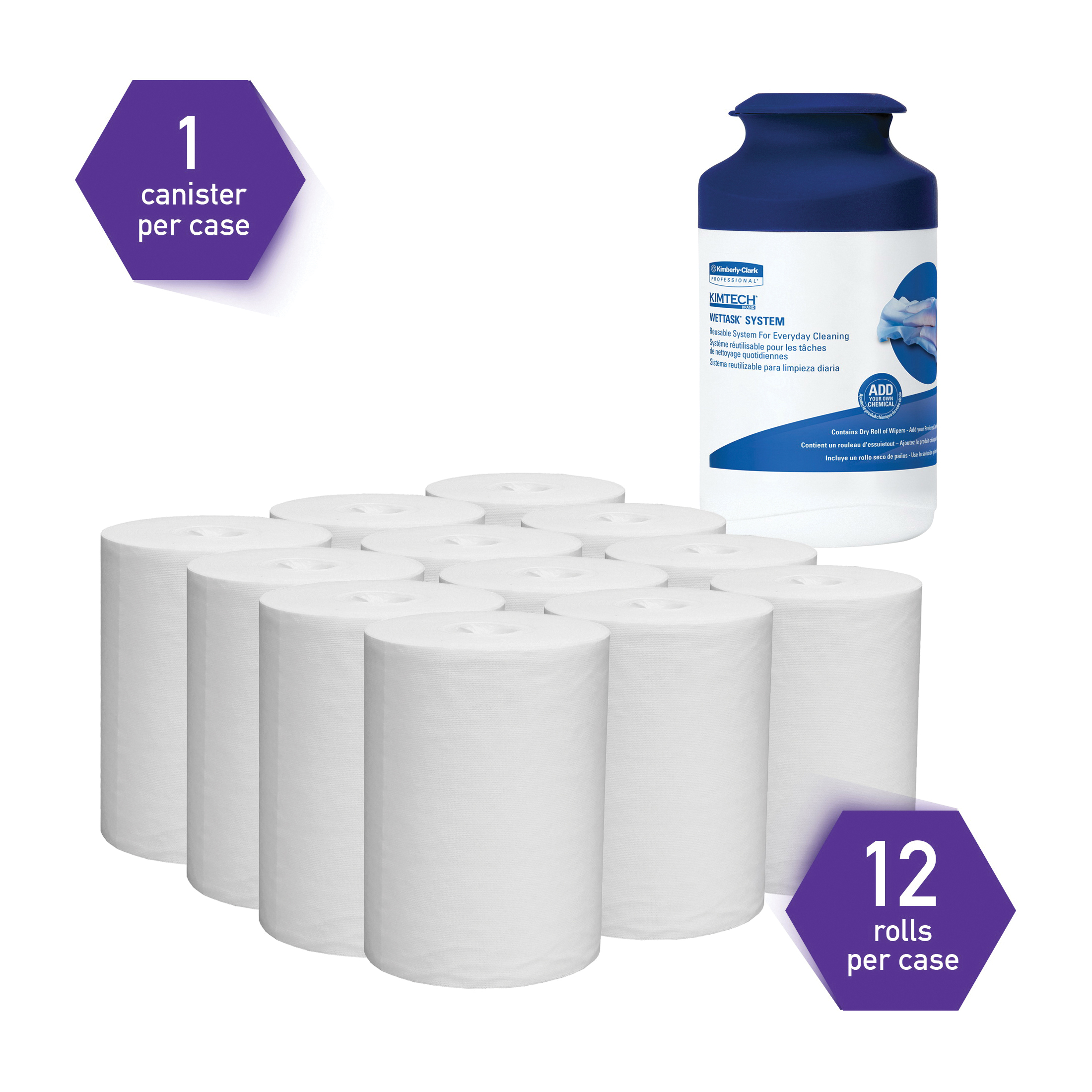 Kimtech* 77320 Cleaning Wiper, 12 x 6 in, 35 Sheets Capacity, Meltblown, White, Roll Package