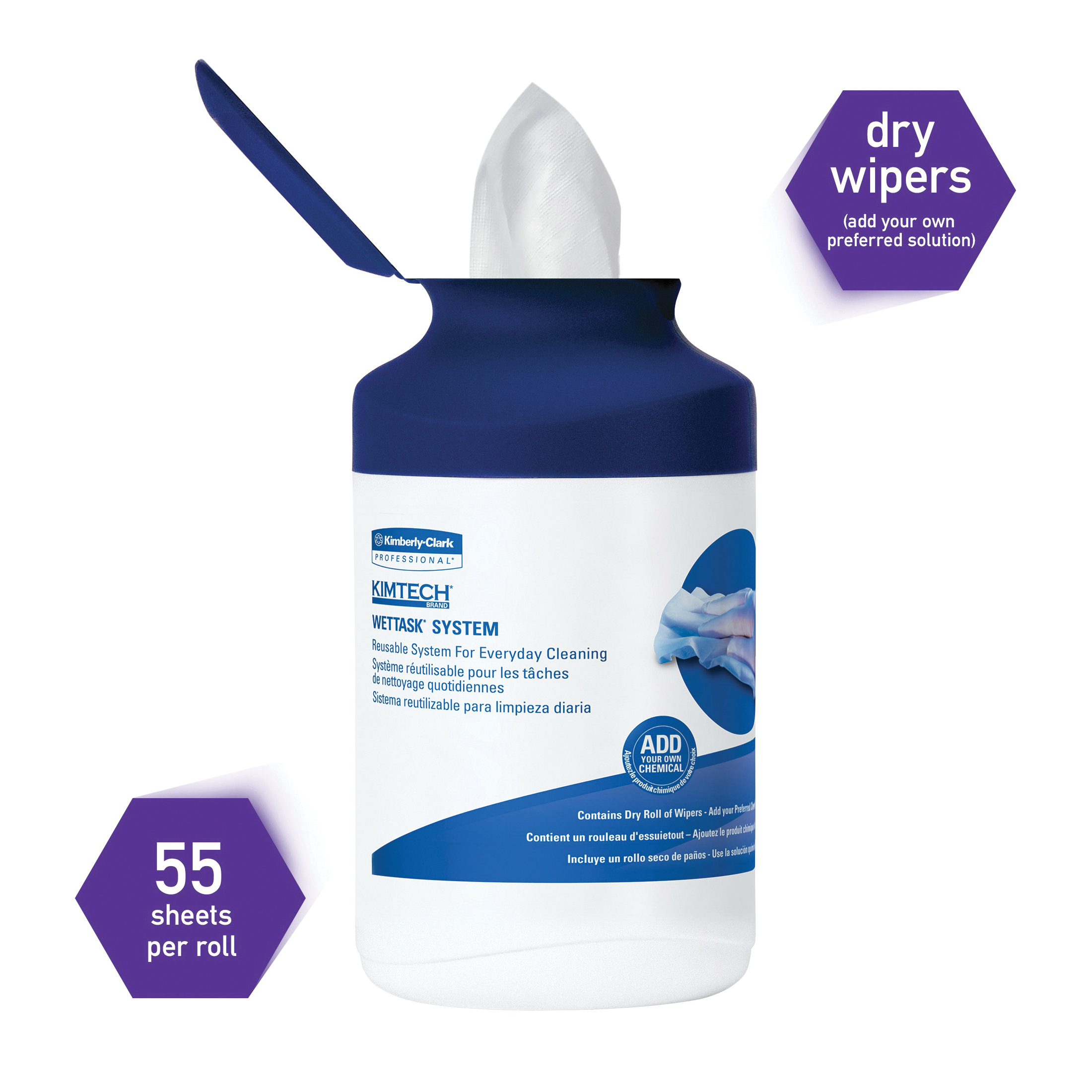Kimtech* 77320 Cleaning Wiper, 12 x 6 in, 35 Sheets Capacity, Meltblown, White, Roll Package