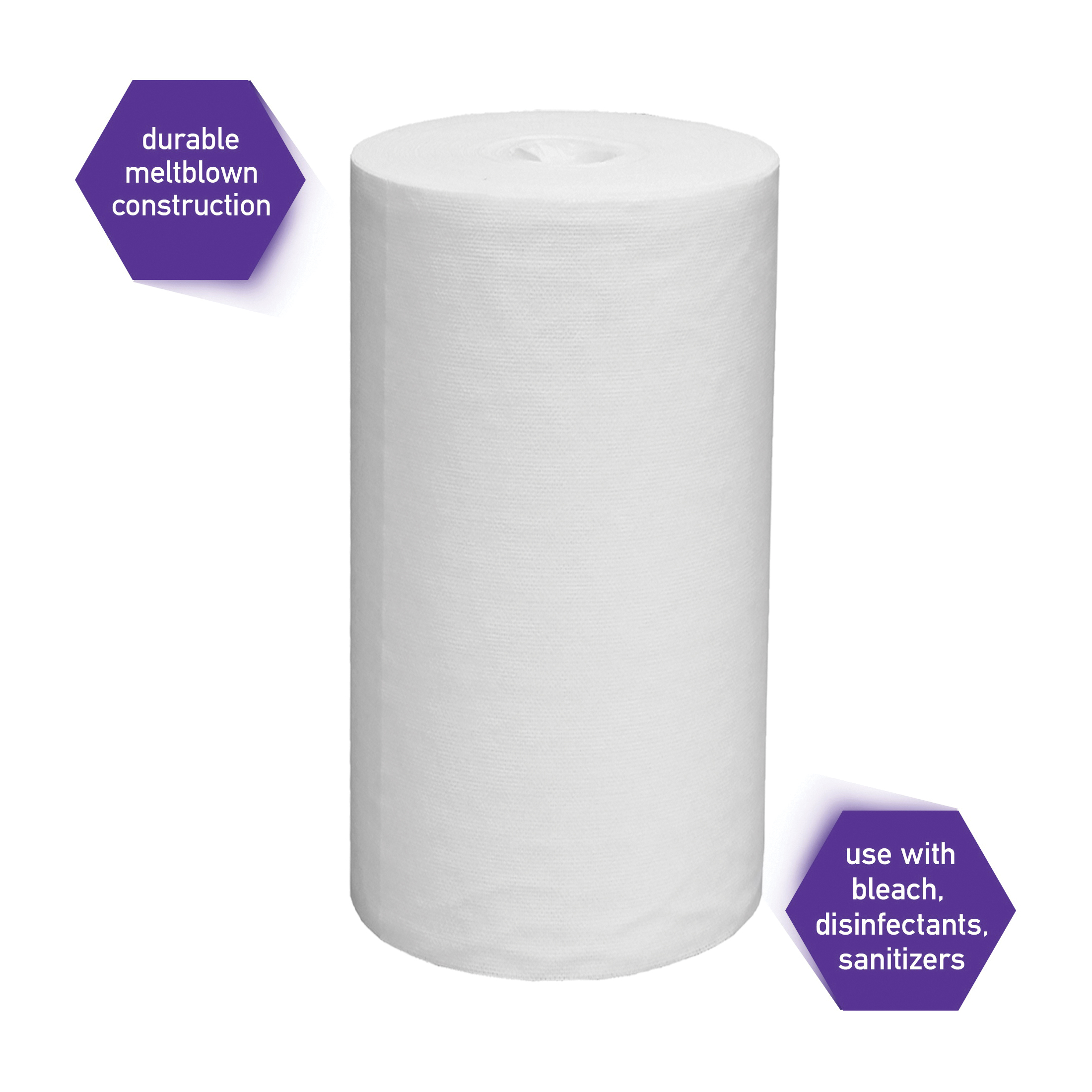 Kimtech* 77320 Cleaning Wiper, 12 x 6 in, 35 Sheets Capacity, Meltblown, White, Roll Package