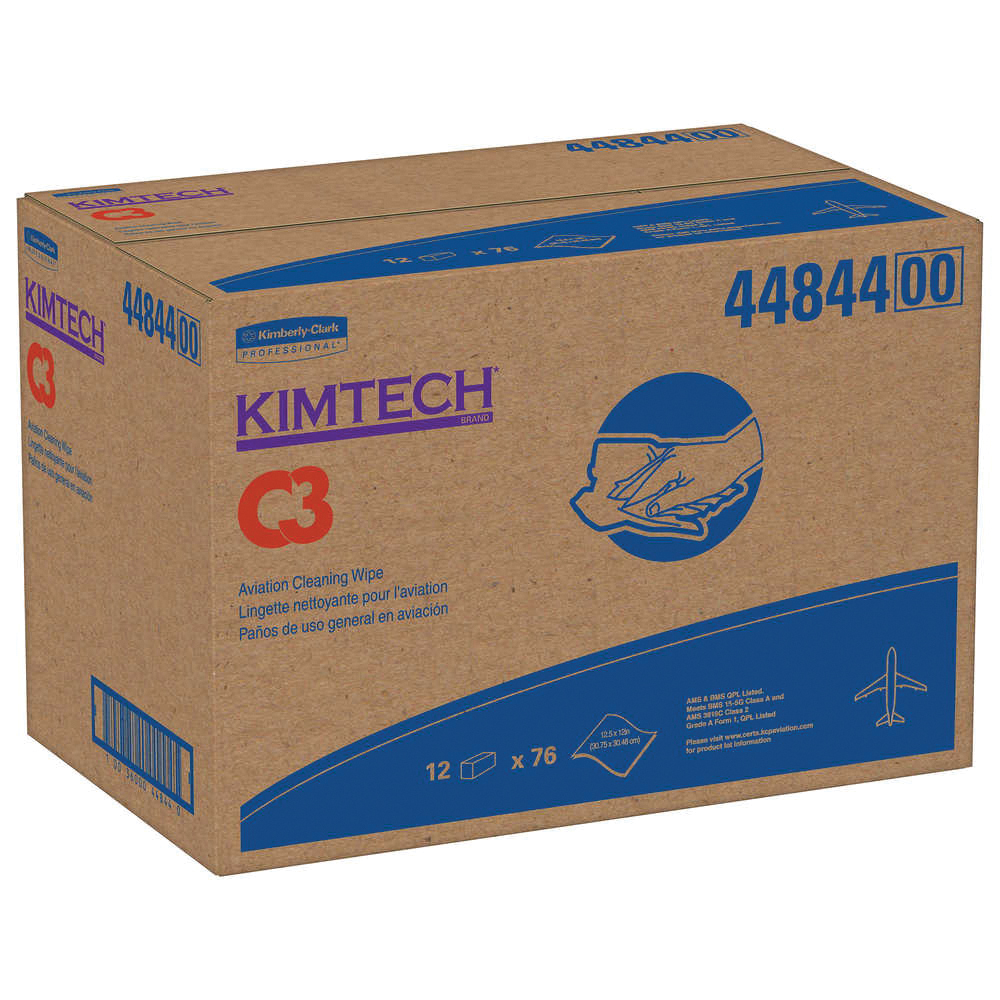 Kimtech Prep* Kimtex* 44844 C3 Cleaning Wipe, 12-1/2 x 12 in, 76 Count Capacity, Cellulose/Polypropylene, White