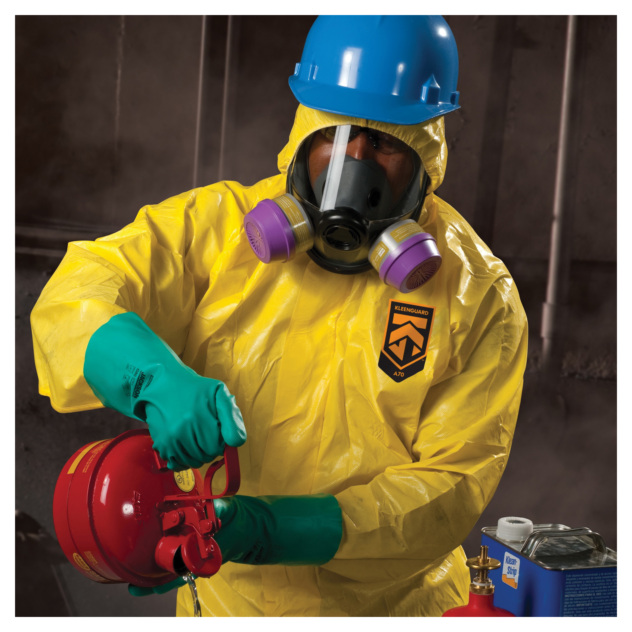 KleenGuard&trade; 00685 A70 Chemical Spray Protection Disposable Coverall, 2XL, Yellow, Polyethylene Film/Spunbond Polypropylene, 27 in Chest, 29-3/4 in L Inseam