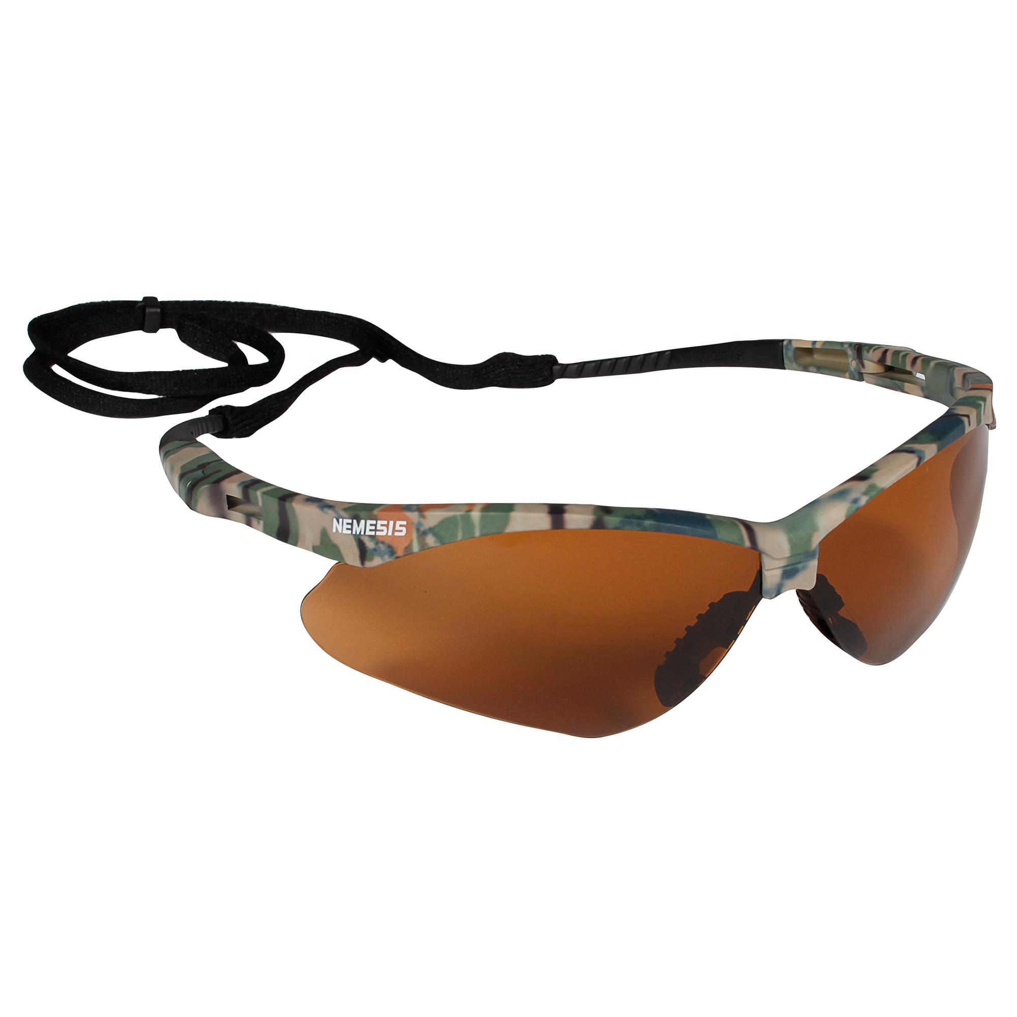 KleenGuard&trade; 19644 V30 Nemesis&reg; Lightweight Safety Glasses With Neck Cord, Anti-Scratch, Copper Lens, Wrap Around Frame, Camouflage, Nylon Frame, Polycarbonate Lens, ANSI Z87.1-2010, CSA Certified