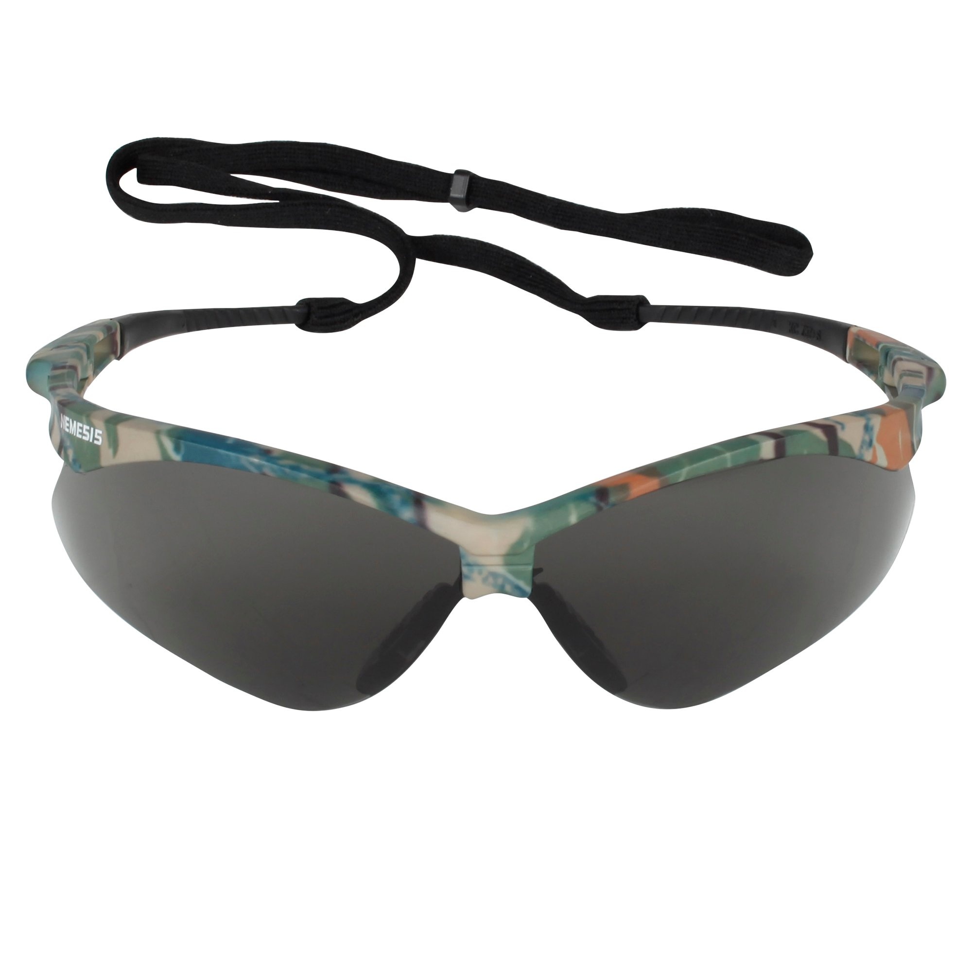 KleenGuard&trade; 22609 V30 Nemesis&reg; Lightweight Safety Glasses With Neck Cord, Anti-Scratch, Smoke Lens, Wrap Around Frame, Camouflage, Nylon Frame, Polycarbonate Lens, ANSI Z87.1-2010, CSA Certified