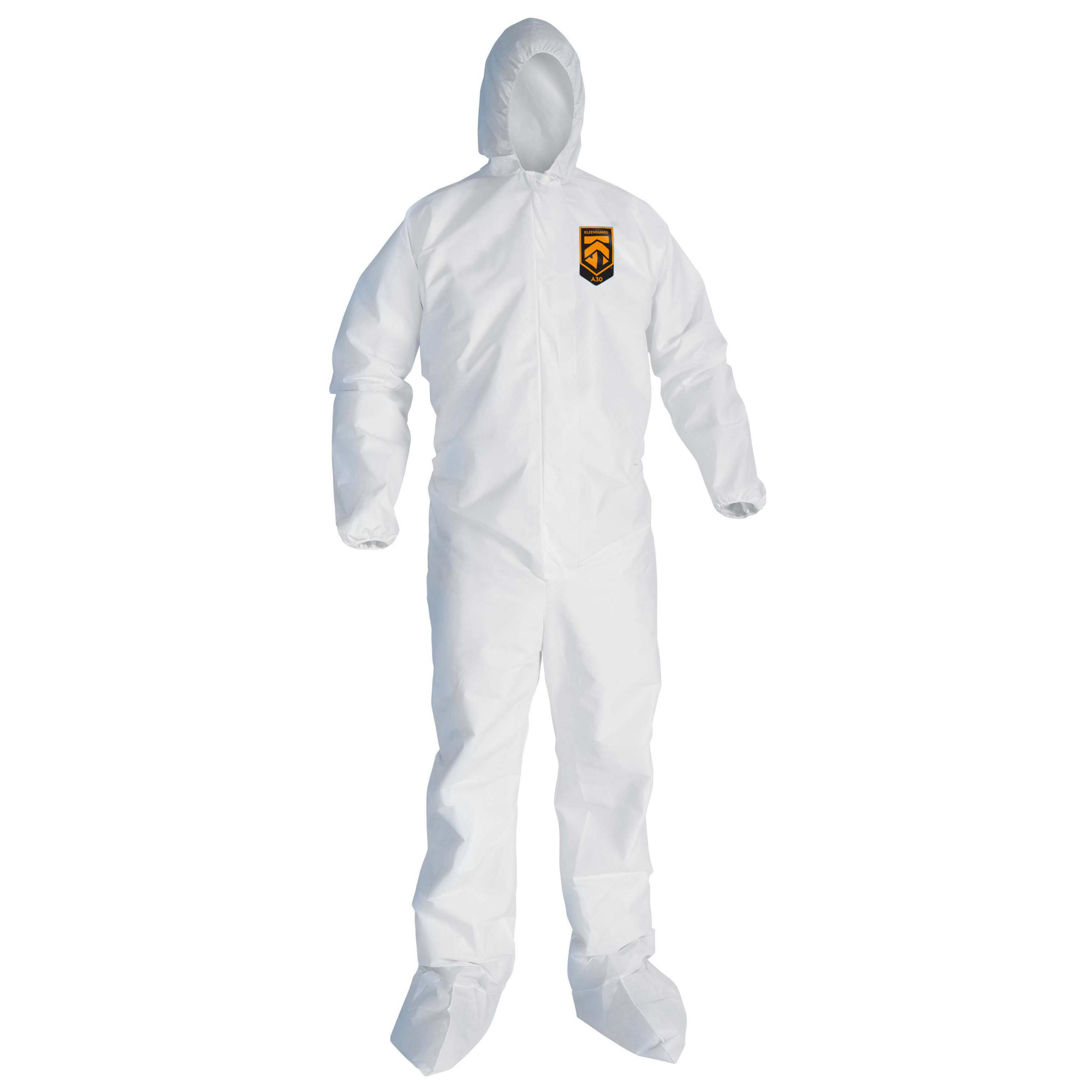 KleenGuard&trade; 49104 A20 Breathable Lightweight Disposable Coverall, XL, White, SMS Fabric, 29-3/4 in Chest, 41 in L Inseam