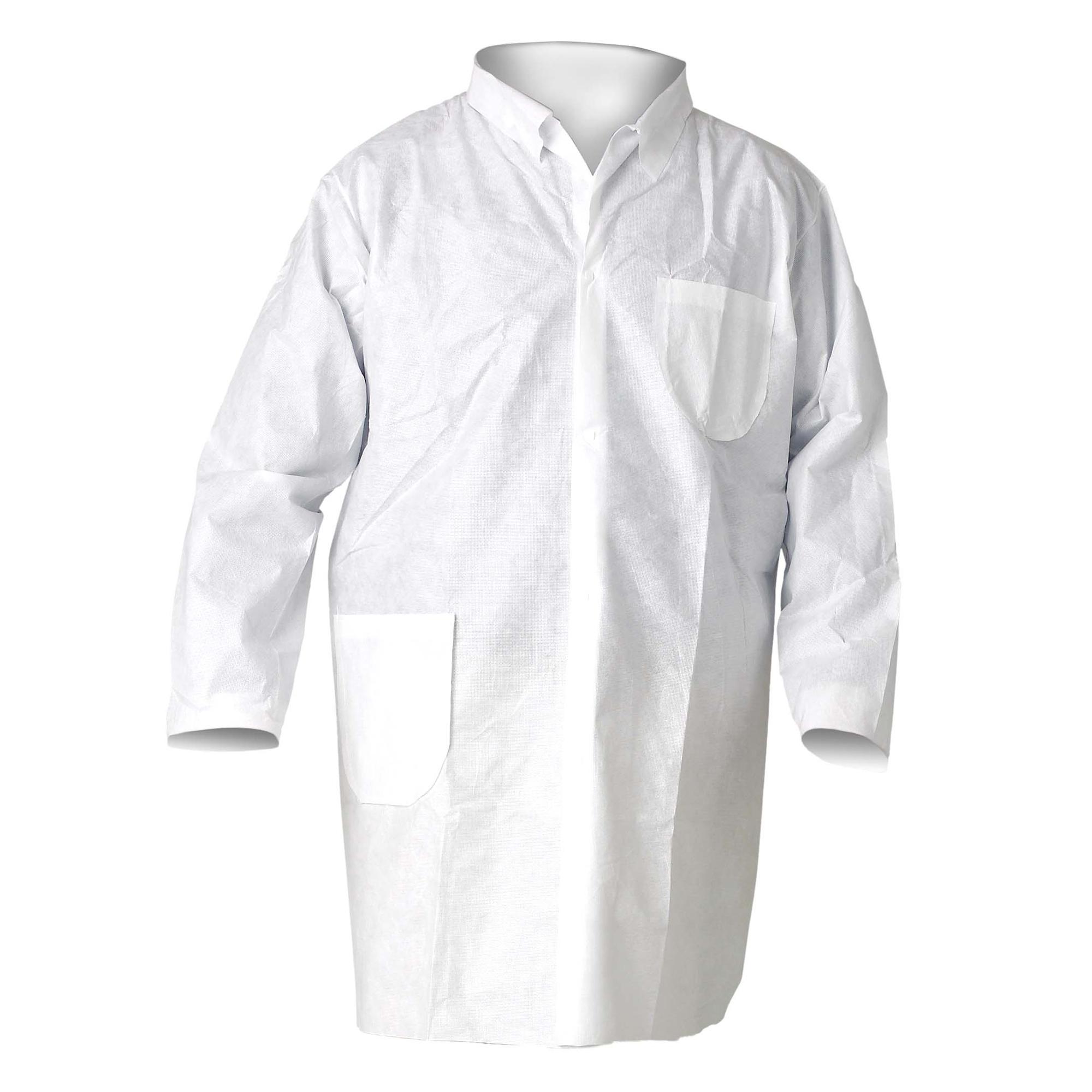 Heavy Duty Polypropylene Lab Coat L No Pockets 30/CS