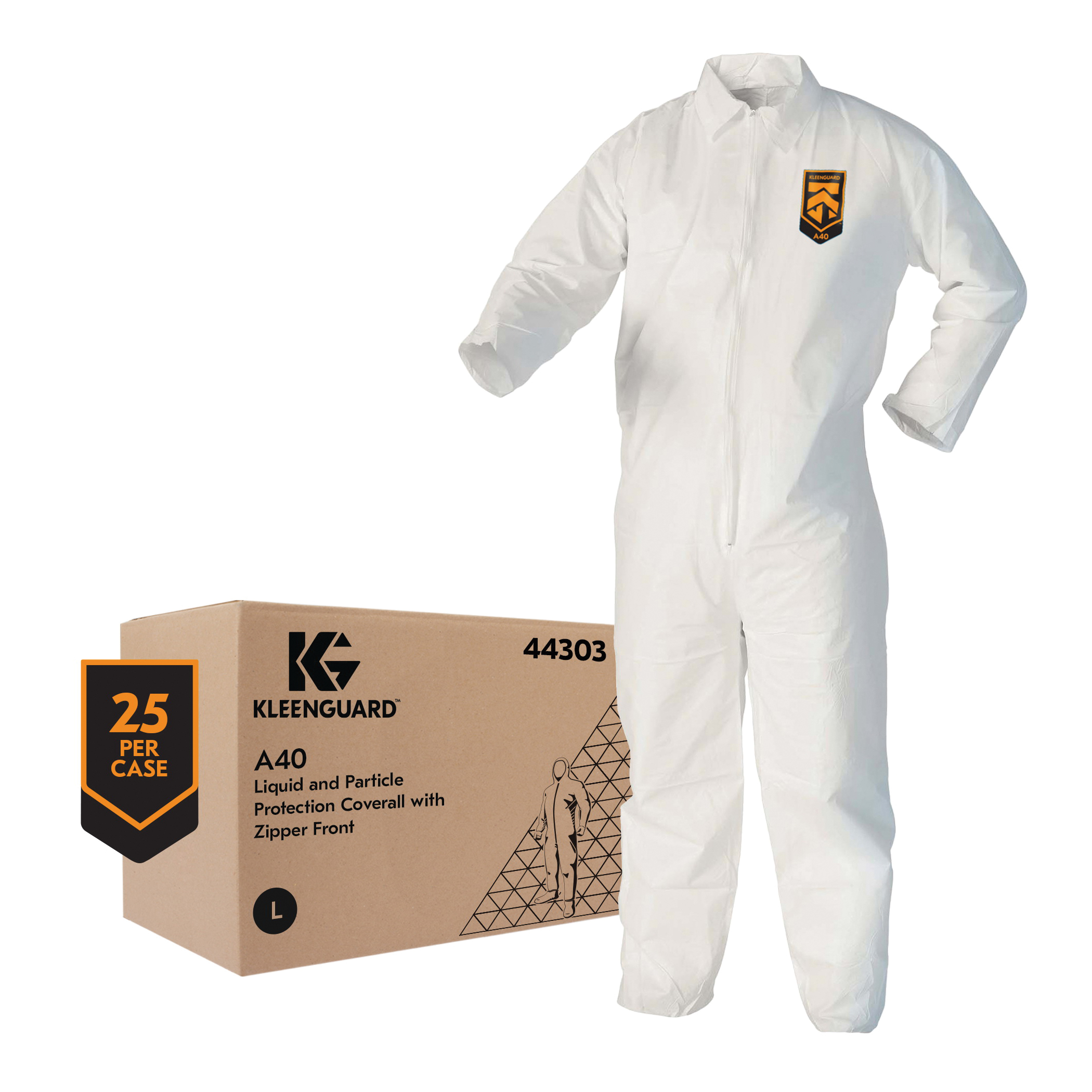 KleenGuard™ 46147 A30 Breathable Disposable Coverall, 4XL, White, SMS Fabric, 32-3/4 in Chest, 42 in L Inseam