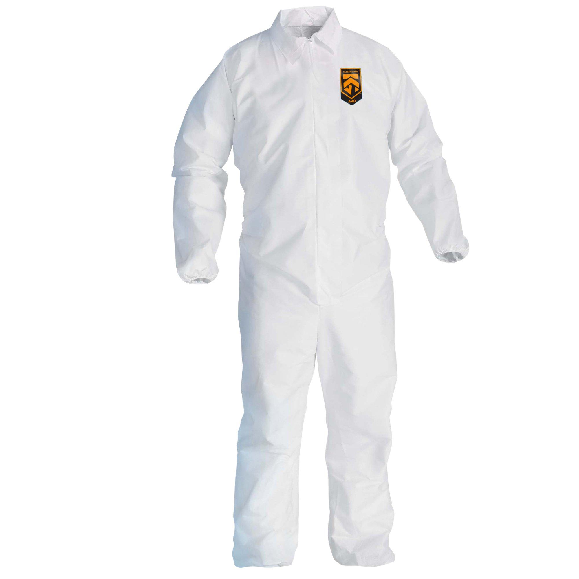 DuPont&trade; TY125SWH3X002500 Laydown Collar Disposable Coverall With Elastic Wrist and Ankle, 3XL, White, 5.9 mil Tyvek&reg; 400, 49-1/4 to 52-3/4 in Chest, 31-1/2 in L Inseam