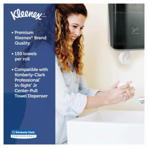 Kleenex&reg; 01076 Premiere Center Pull Towel, 150 Sheets, 1 Plys, Paper, White, 8 in W