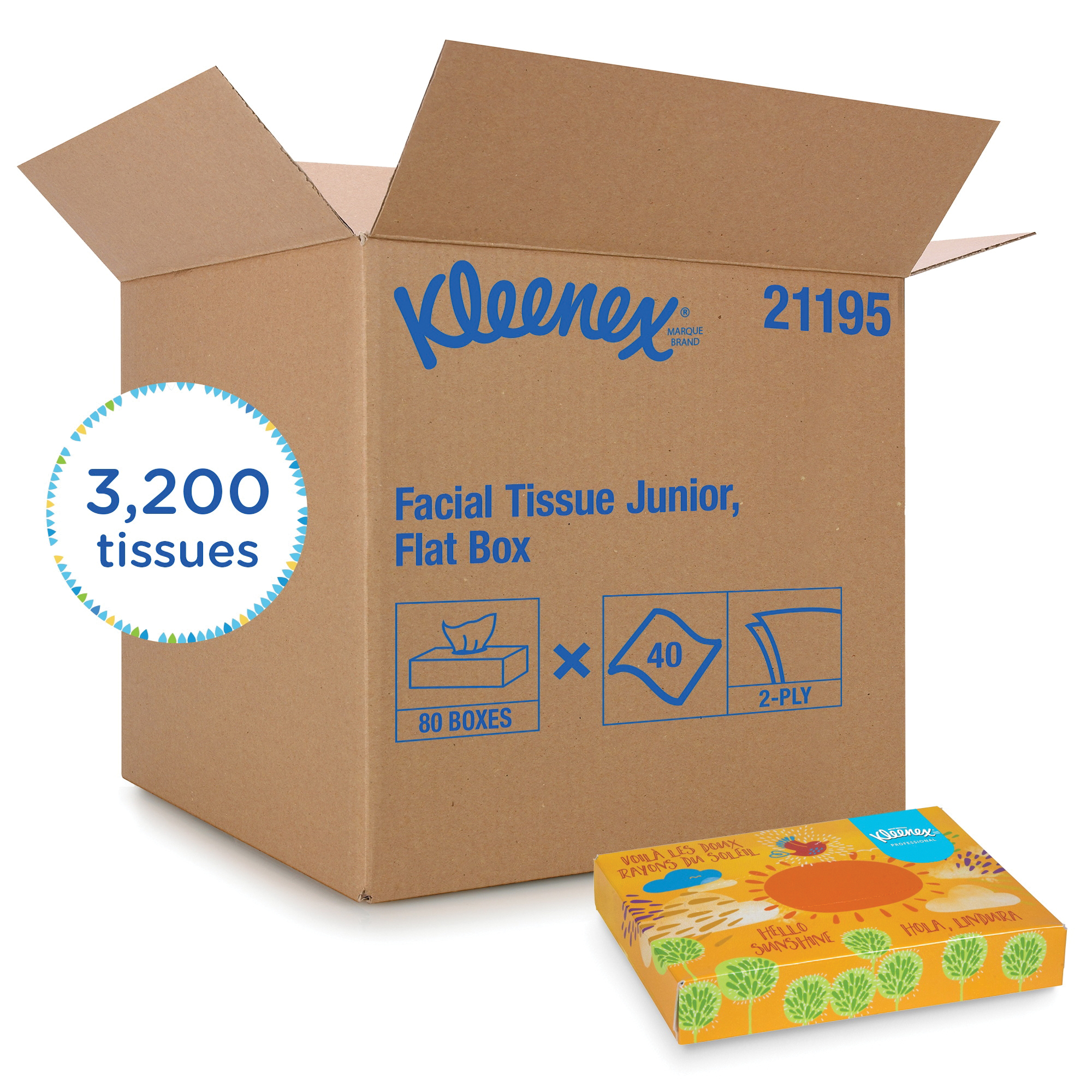 Kleenex&reg; 21195 Junior Facial Tissue, White