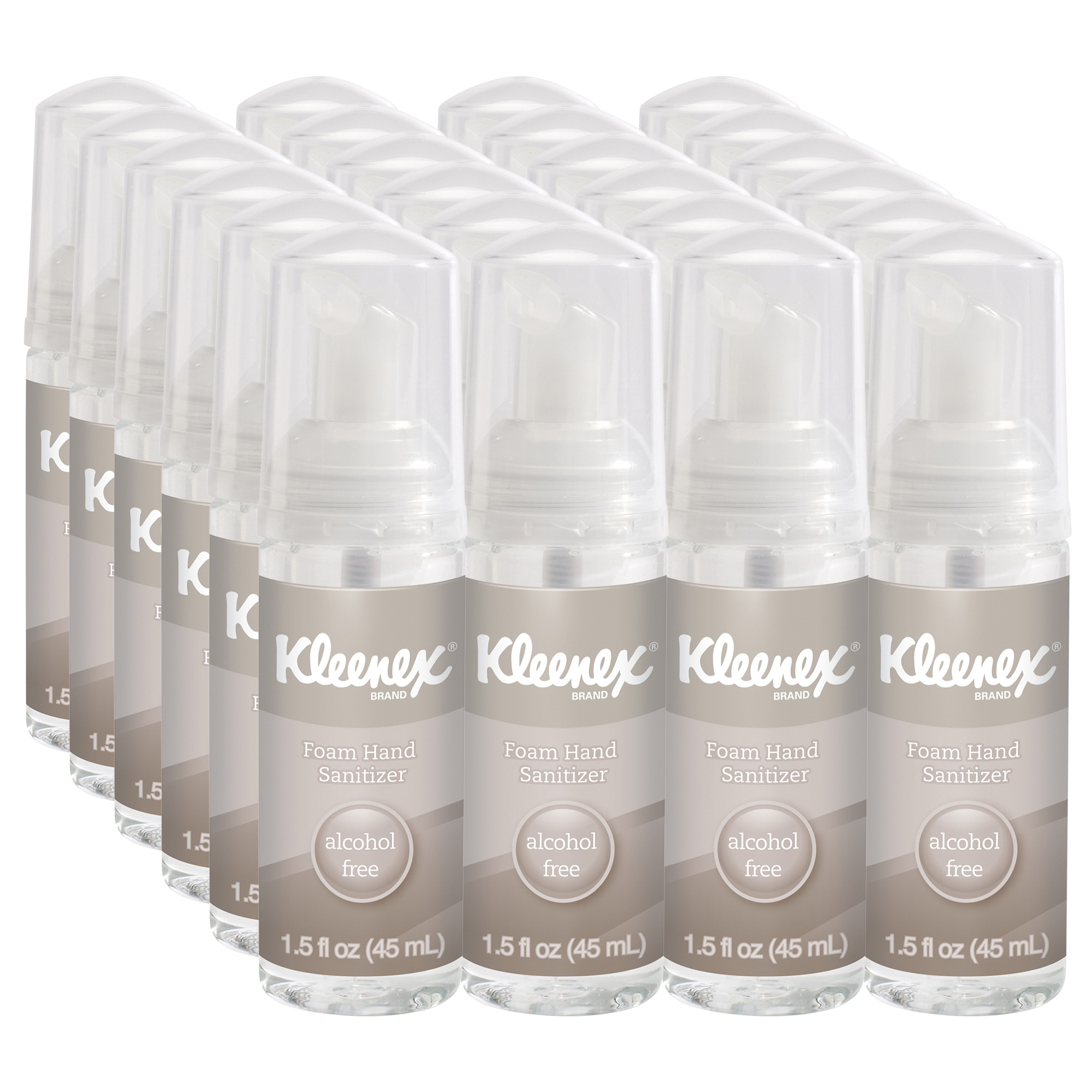 Kleenex&reg; 34136 Alcohol Free Foam Hand Sanitizer, 1.5 oz Nominal, Bottle Package, Liquid Form, Pleasant/Odorless Odor/Scent, Amber/Clear