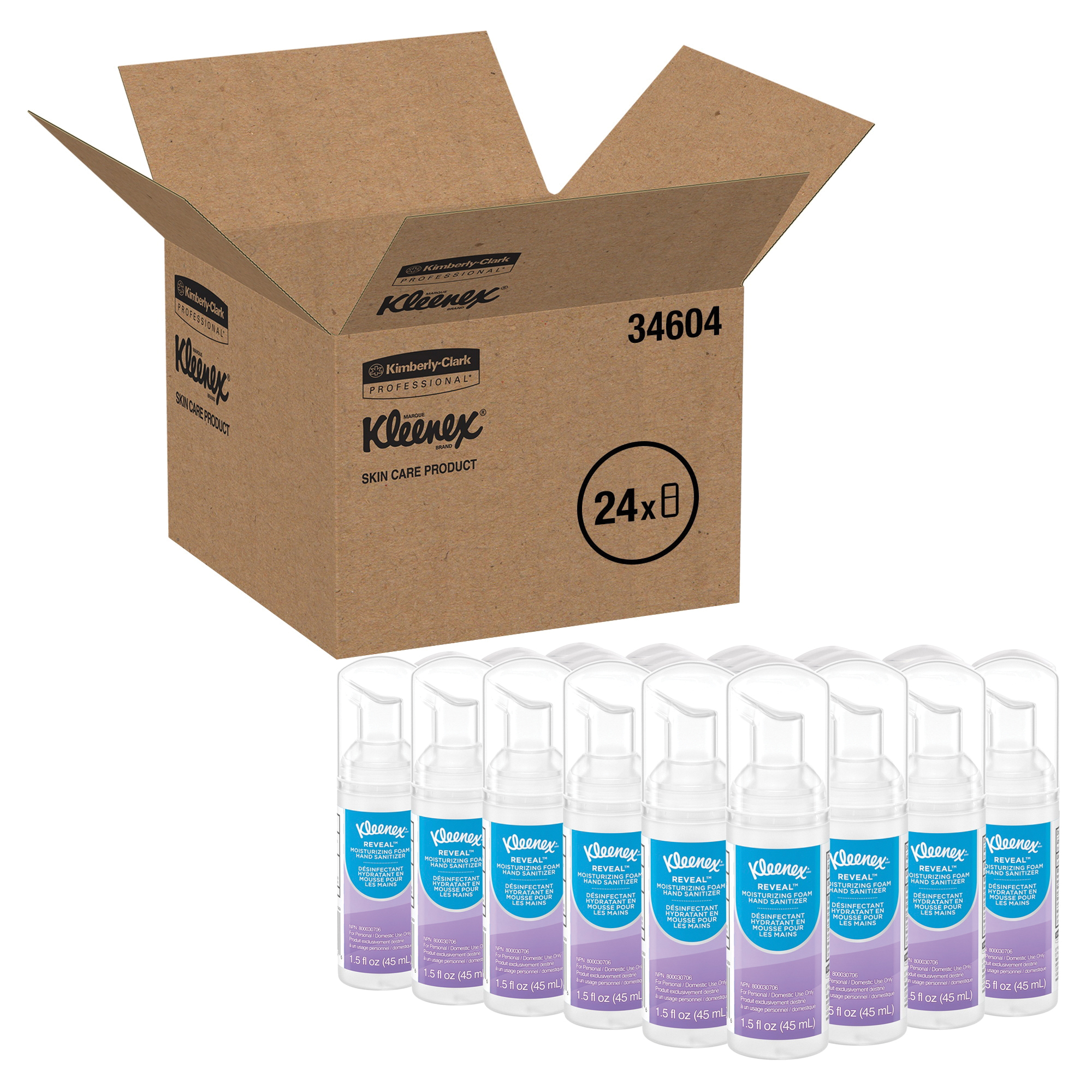 Kleenex&reg; 34604 ULTRA* Moisturizing Foam Hand Sanitizer, 1.5 oz Nominal, Bottle Package, Liquid Form, Alcohol/Odorless Odor/Scent, Clear