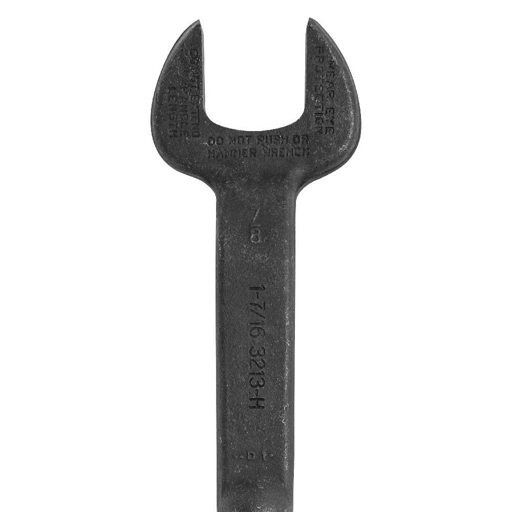 Klein&reg; 3213 Erection Open End Wrench, 1-7/16 in Wrench, 60 deg Offset, 17-3/8 in L, Forged Alloy Steel, Industrial Black