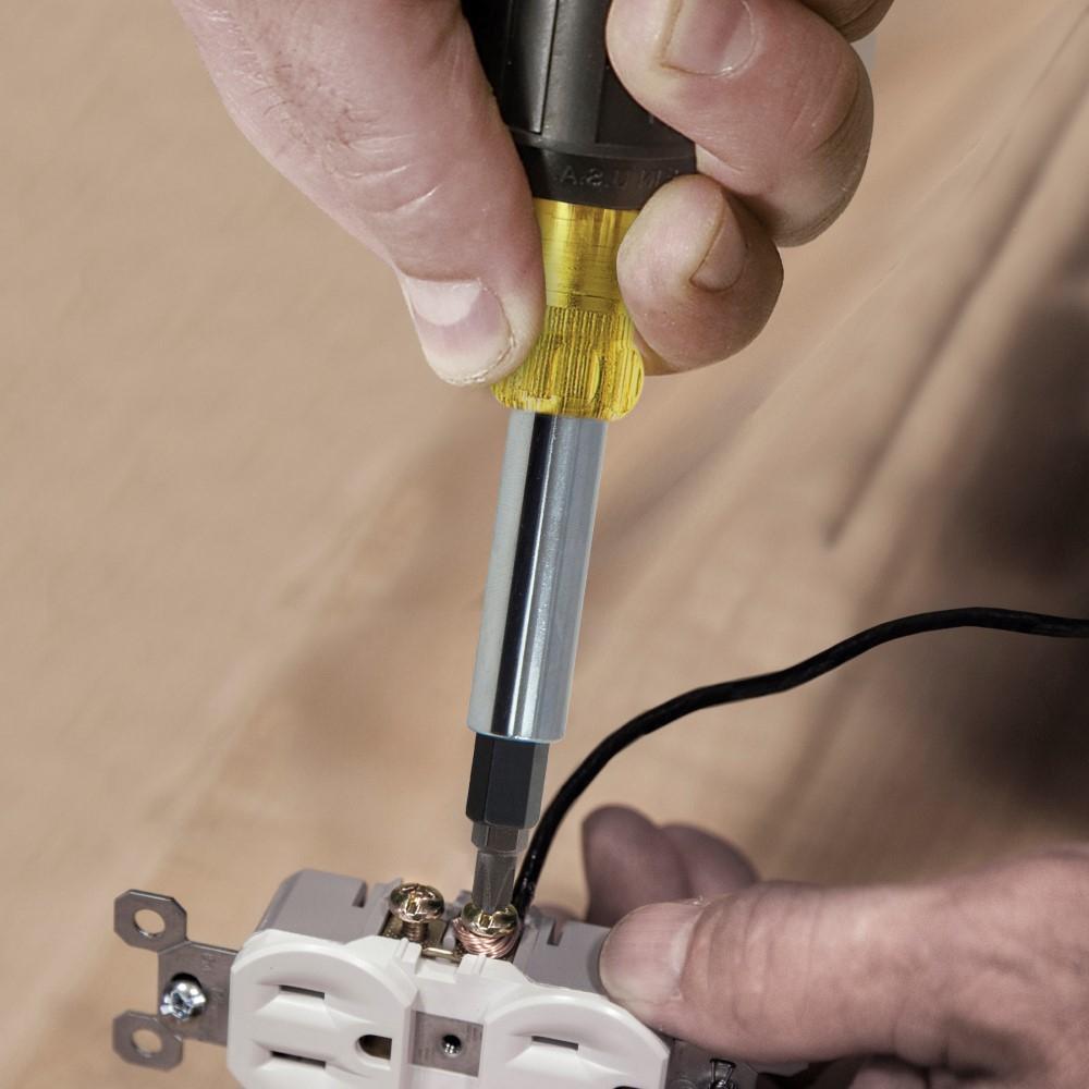 Klein&reg; 32557 10-in-1 Multi-Bit Heavy Duty Screwdriver, 7 Pieces, Cushion Grip Handle, Steel