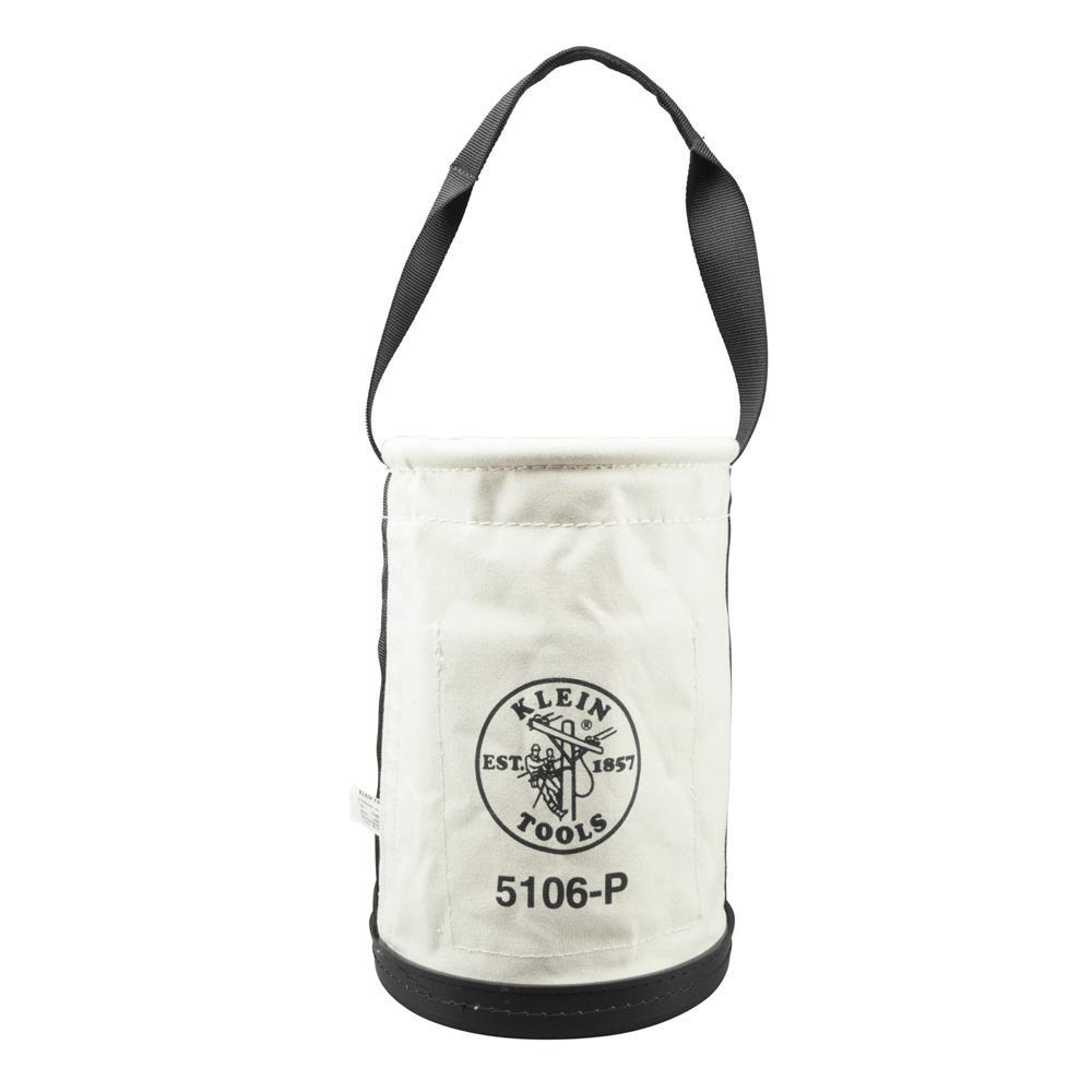 Klein&reg; 5106P Straight Wall Bucket, 14 in H, 2 Pockets, #6 Canvas, Off-White