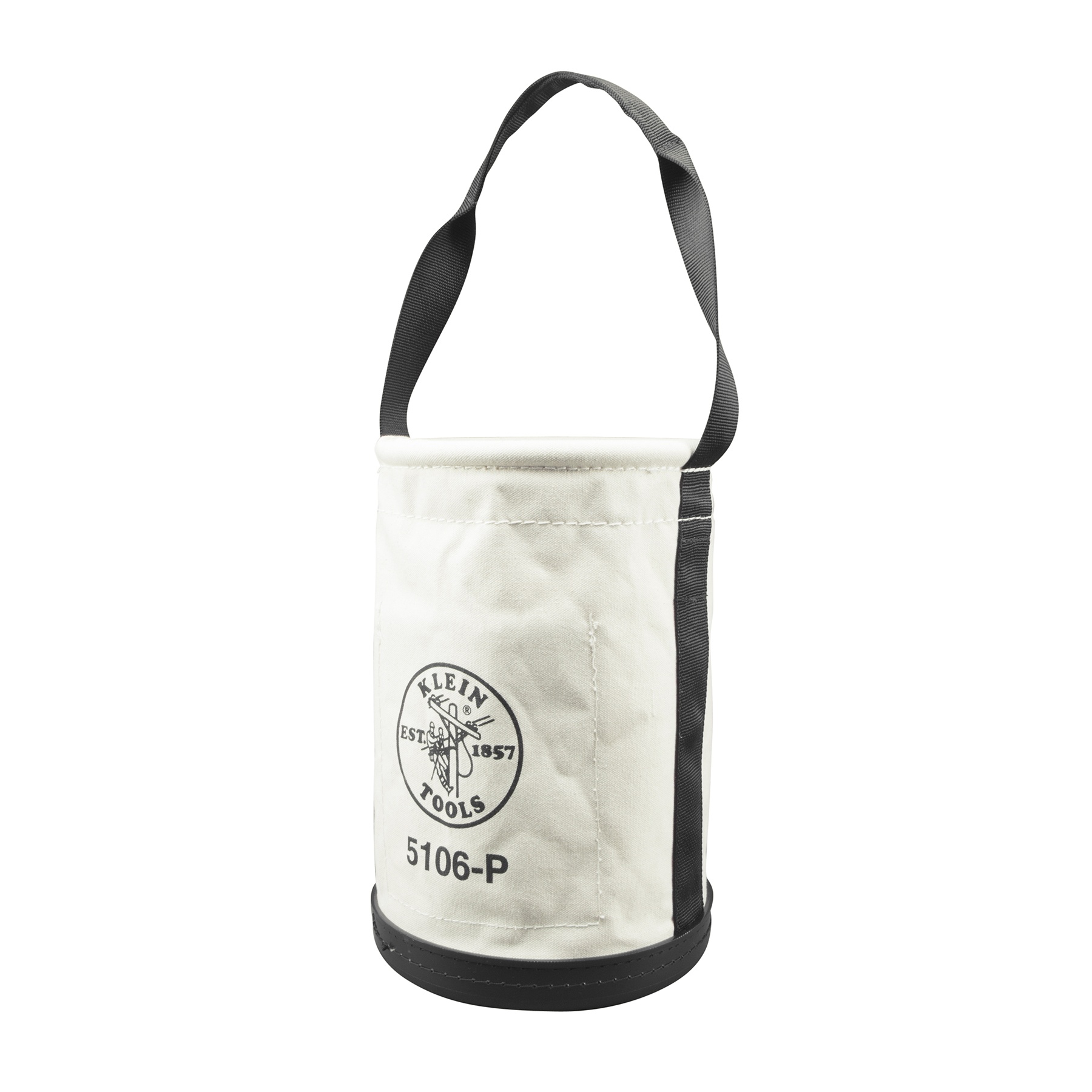 Klein&reg; 5106P Straight Wall Bucket, 14 in H, 2 Pockets, #6 Canvas, Off-White