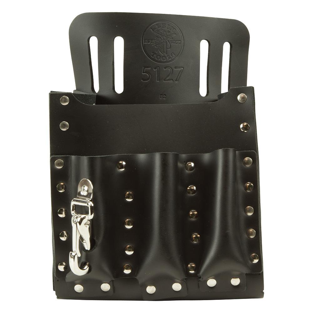 Klein® 5127 6-Pocket Tool Pouch, Leather, Black