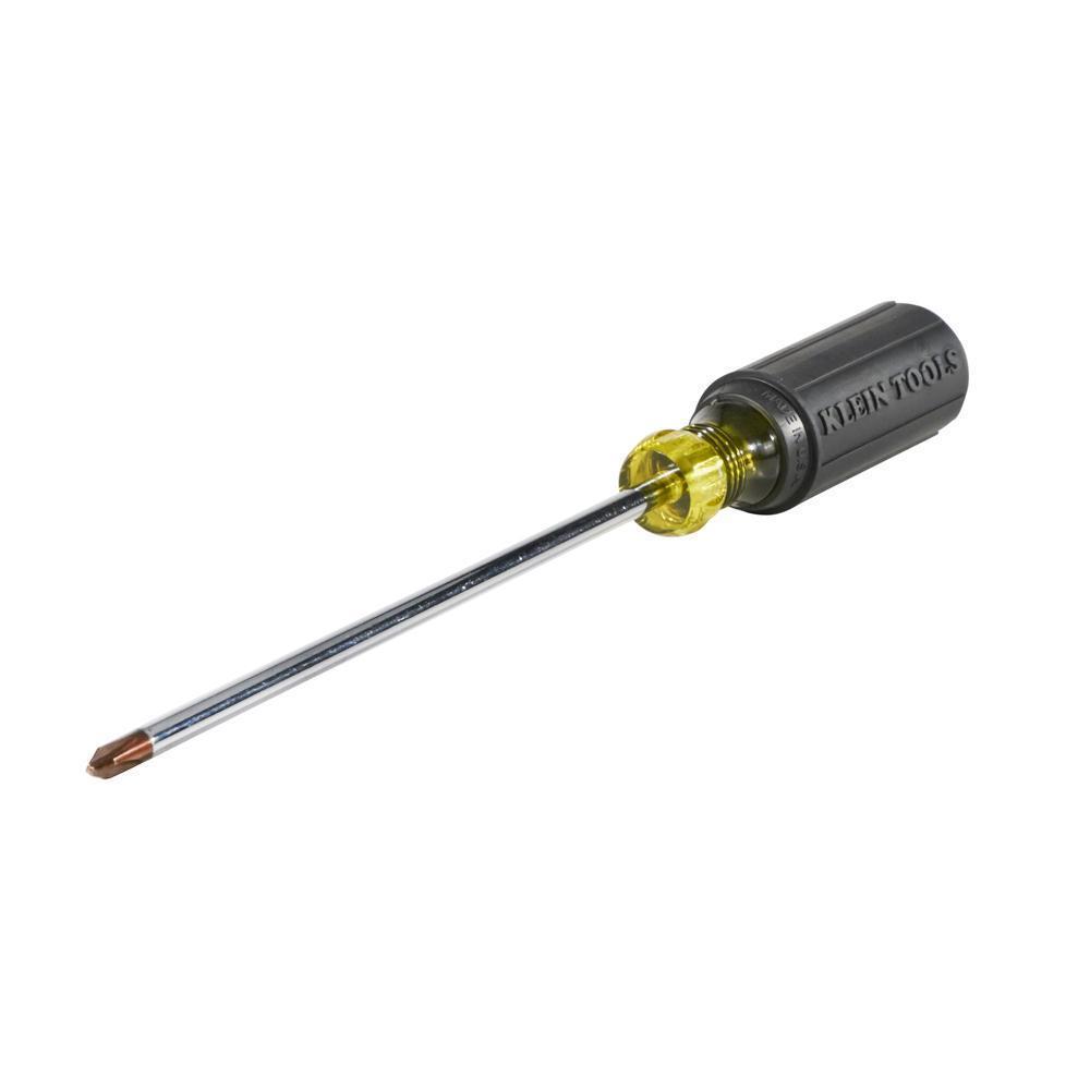 product Klein® Cushion-Grip® 600-1 Screwdriver, 5/16 in Cabinet Point, Steel Shank, 3-7/16 in OAL, Rubber Handle, Polished Chrome, ANSI/ASME Specified
