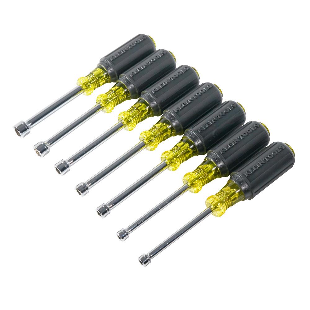 Milwaukee® HollowCore™ 48-22-2517 Magnetic Nut Driver Set, 5 to 13 mm, 7 Pieces, 7-1/4 in OAL, Cushion Grip Handle, Steel, Polished Chrome
