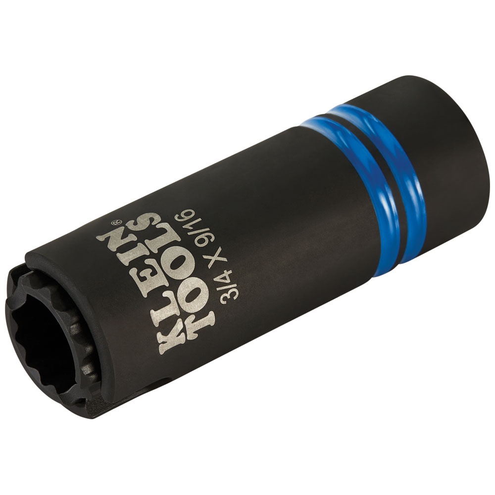 Klein® 66031 3-in-1 Single Ended Slotted Impact Socket, Cross Hole Style, 1/2 in, 3/4 x 9/16 in, 12 Points