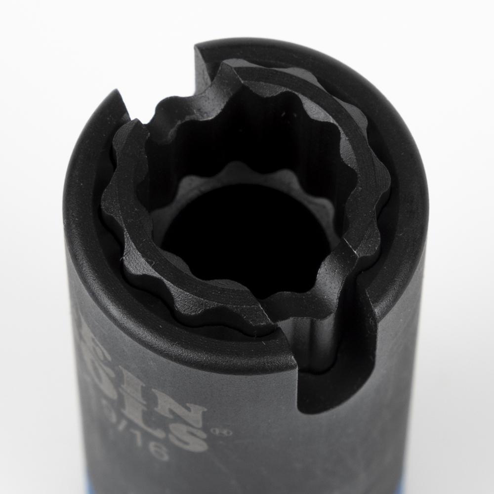 Klein® 66031 3-in-1 Single Ended Slotted Impact Socket, Cross Hole Style, 1/2 in, 3/4 x 9/16 in, 12 Points