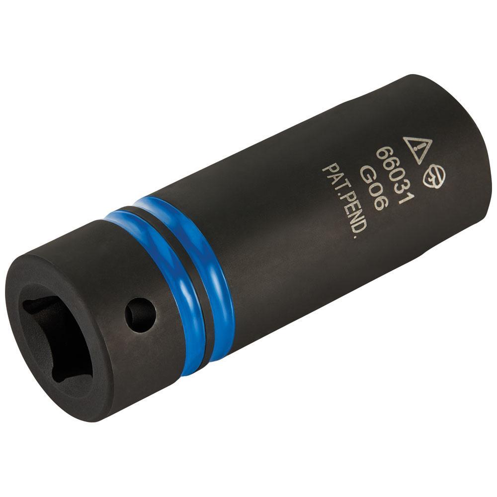Klein® 66031 3-in-1 Single Ended Slotted Impact Socket, Cross Hole Style, 1/2 in, 3/4 x 9/16 in, 12 Points