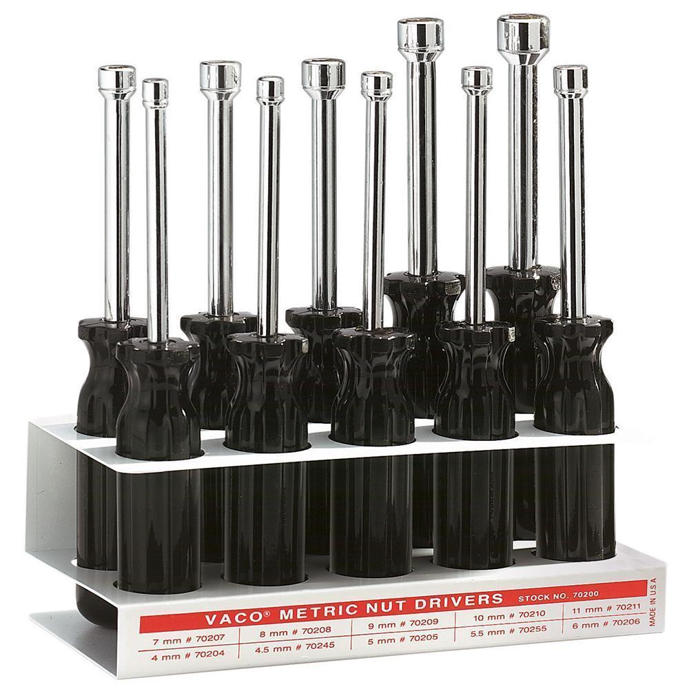Klein® 631 Nutdriver Set, 7 Pieces, 18-1/4 in OAL, Cushion Grip Handle, Steel, Polished Chrome
