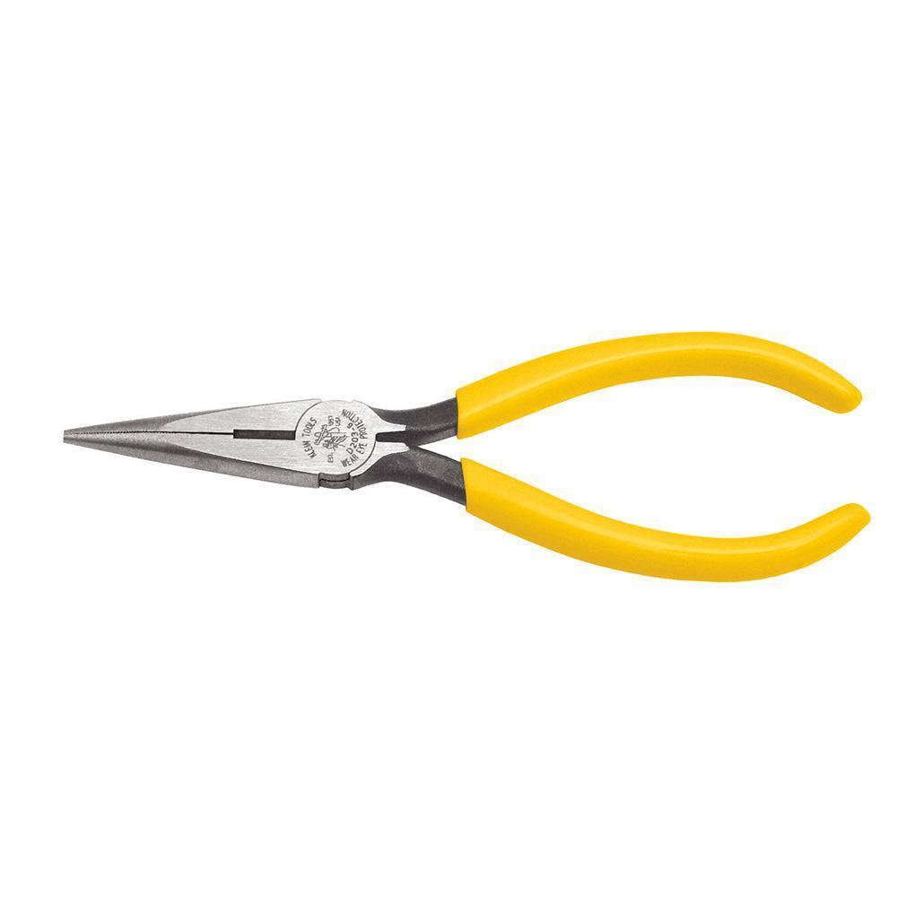 product Klein® D301-6 Standard Long Nose Plier, Knurled/Serrated Tool Steel Jaw, 1-7/8 in L x 0.688 in W Jaw, 6-5/8 in OAL, 3/32 in W Tip