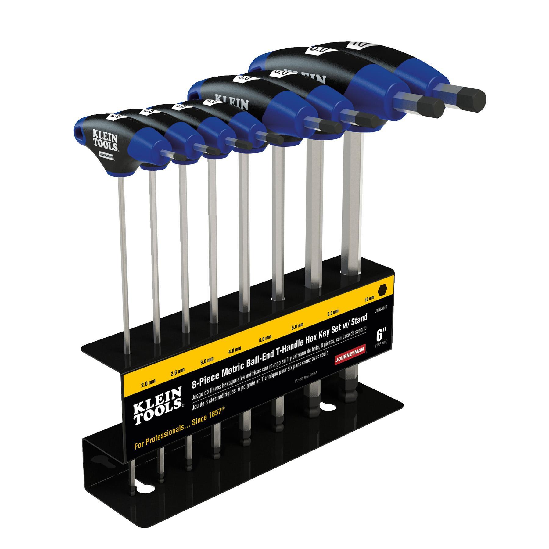 Eklind® 20911 Classic Short Key Set, 9 Pieces, 5/64 to 1/4 in Hex, Torx® Drive, Fold-Up Handle Handle, ANSI B18.3, Black Oxide