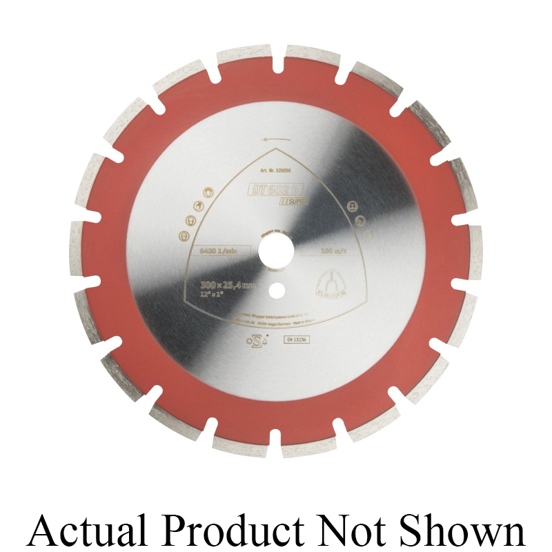 Klingspor&reg; 325120 DT 602 B Supra Large Laser Welded Wide Gullet Segment Diamond Blade, 400 mm Dia Blade, 9/64 in W Cutting, 25.4 mm Arbor/Shank