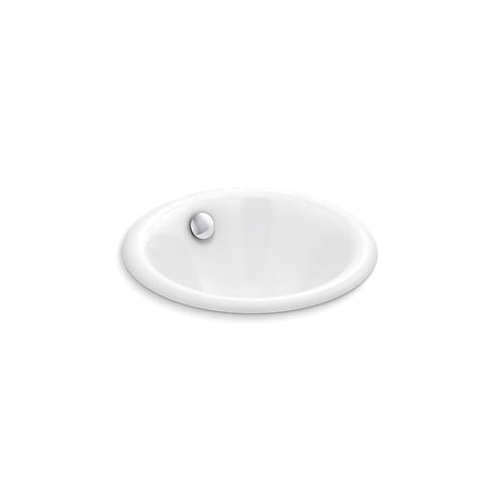Kohler® 20211-0 Iron Plains® Bathroom Sink With Overflow Drain, Round Shape, 12 in W x 12 in D x 6-5/16 in H, Drop-In/Under Mount, Enameled Cast Iron, White, Domestic