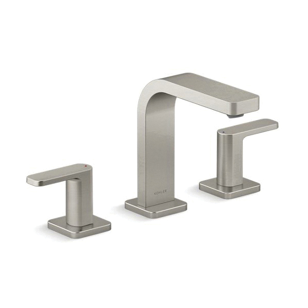 Kohler® 23484-4K-BN K-23484-4K Parallel™ Widespread Bathroom Sink Faucet, 1 gpm Flow Rate, 5-1/4 in H Spout, 8 to 16 in Center, Vibrant® Brushed Nickel, 2 Handles, Touch-Activated Drain