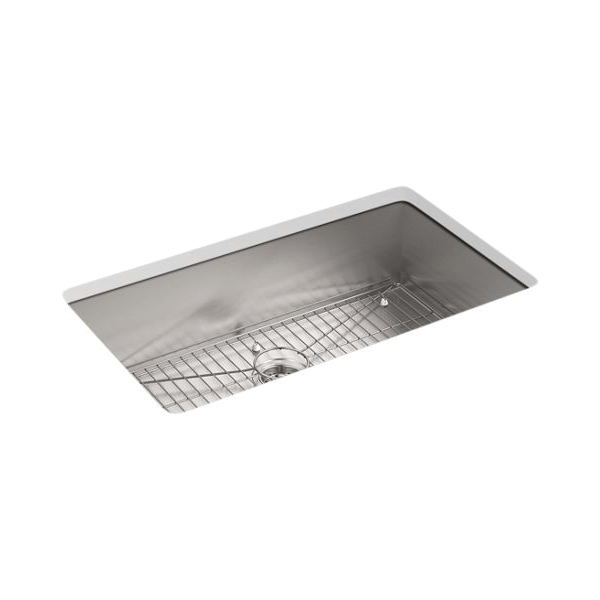 Kohler® 3821-3-NA Vault™ Dual Mount Kitchen Sink, Rectangular Shape, 3 Faucet Holes, 33 in W x 9-5/16 in D x 22 in H, Top/Under Mount, Stainless Steel