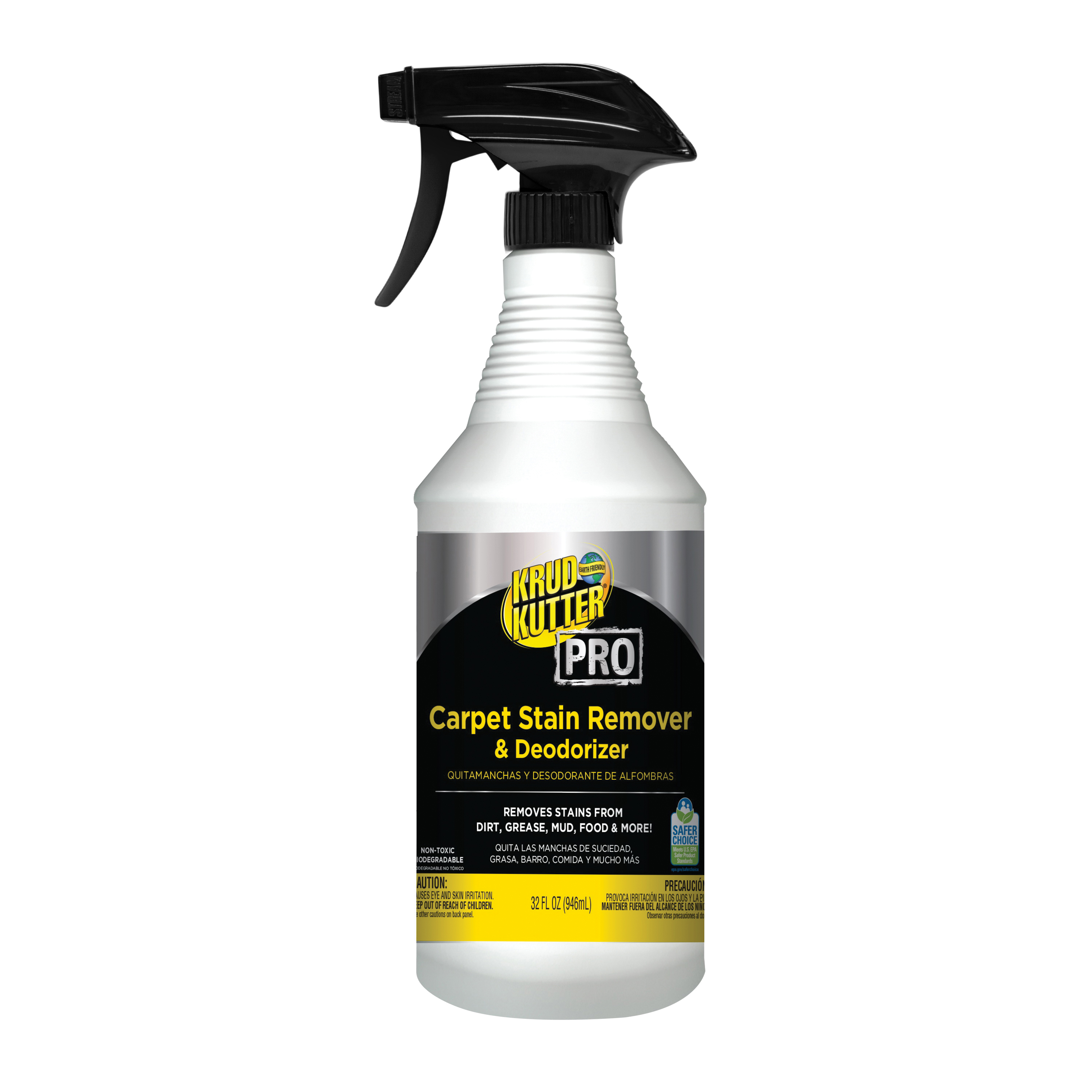 Krud Kutter&reg; Pro 352258 Professional Strength Carpet Stain Remover and Deodorizer, 32 oz Trigger Spray Bottle, 12.5 to 13.5 pH, Mild Odor/Scent, Composition: Fatty alcohol ethoxylate, Sodium Metasilicate
