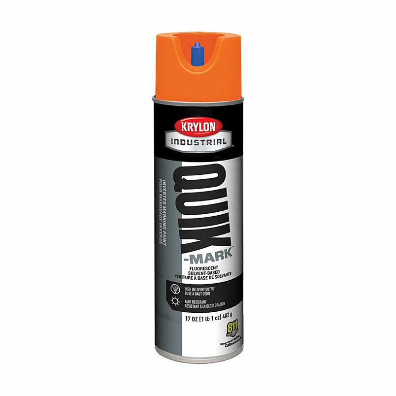 Krylon&reg; Quik-Mark&trade; A03700004 Water Base Inverted Marking Paint, 20 oz Container, Liquid Form, Fluorescent Orange, 332 Linear ft Coverage