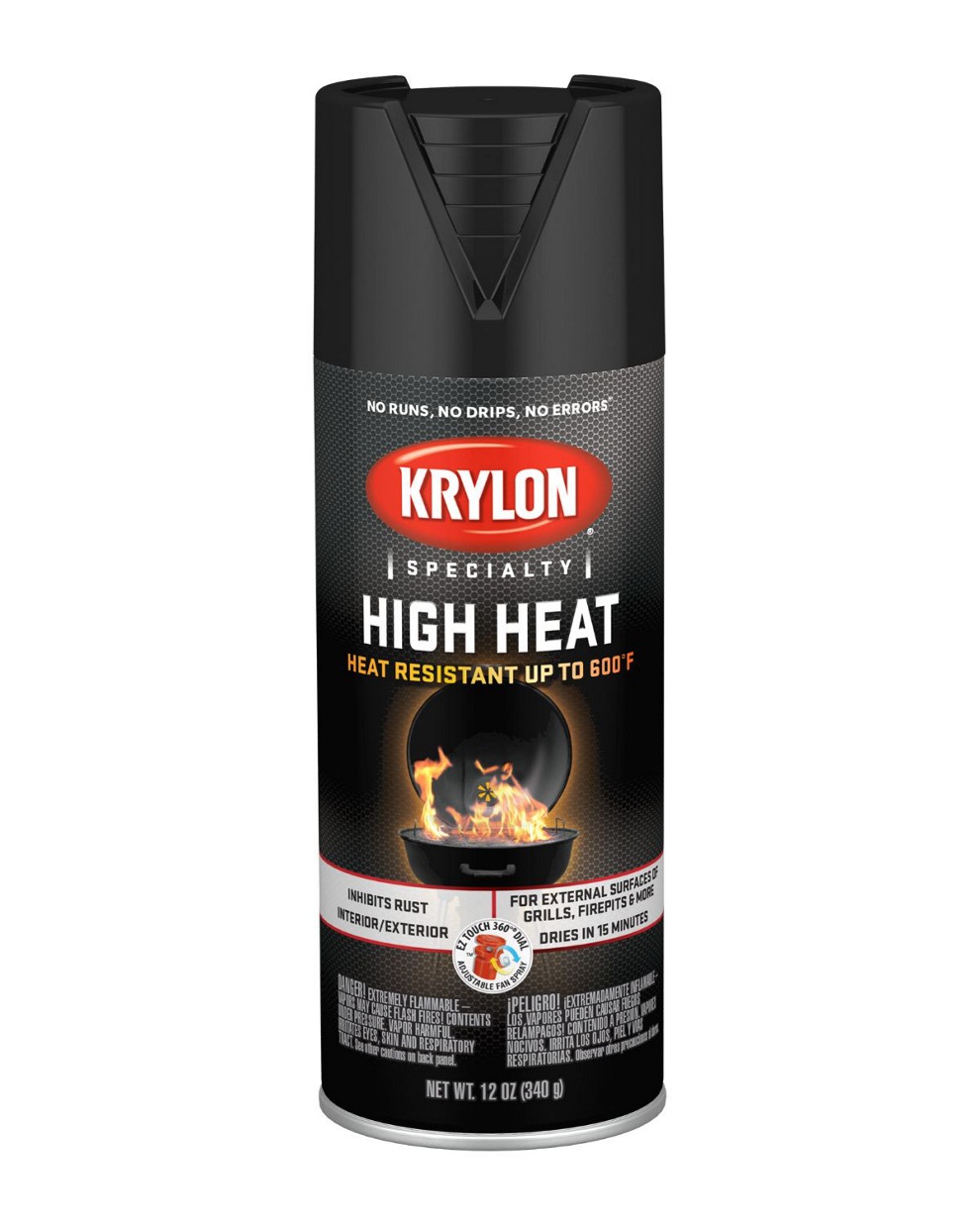 Krylon&reg; K01407000 High Heat BBQ and Stove Paint, 16 oz Container, Liquid Form, Aluminum, 20 sq-ft Coverage